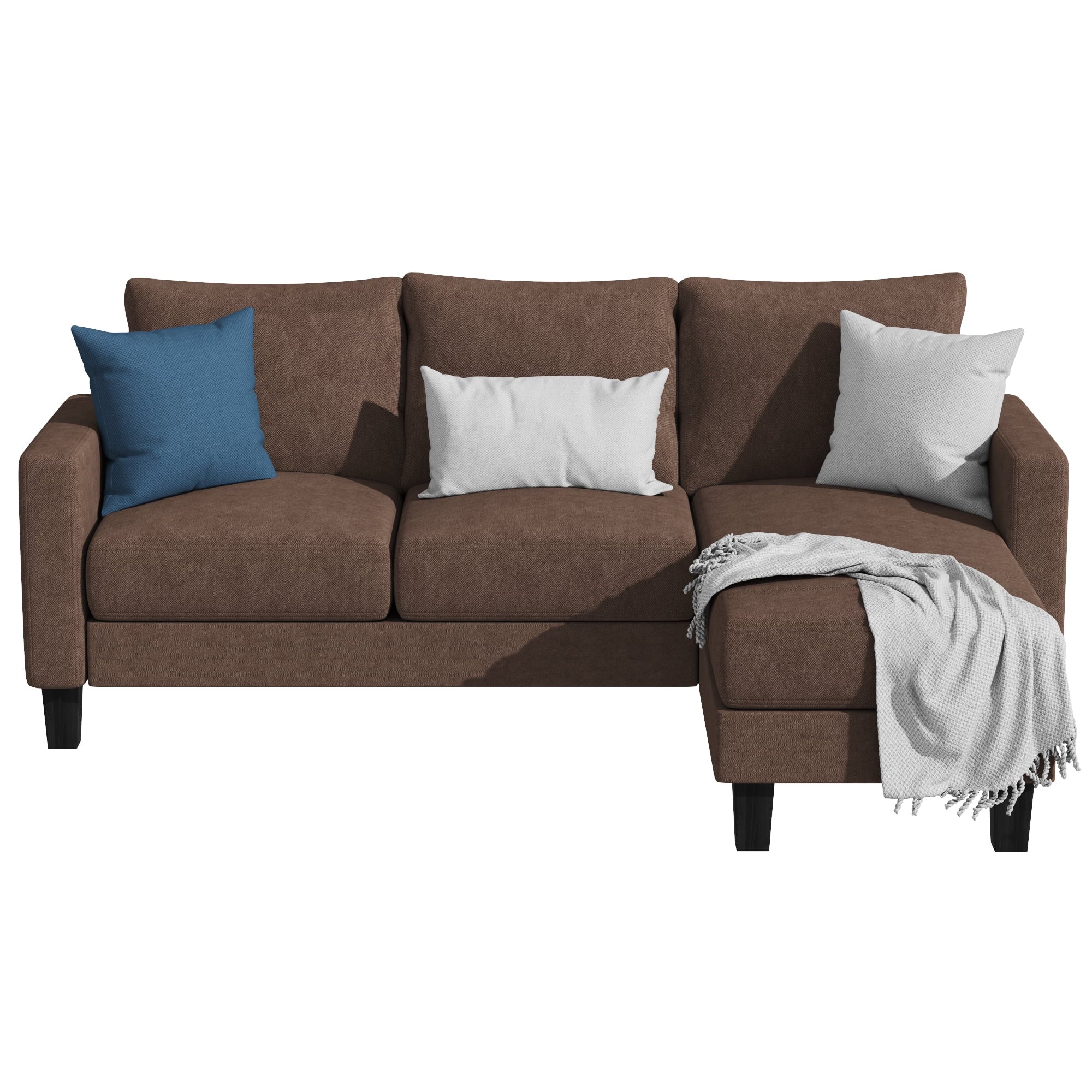 Homall Convertible Sectional Sofa Couch, Modern Linen Fabric L-Shaped Couch 3-Seat Sofa Sectional with Reversible Chaise for Small Living Room, Apartment and Small Space, Light Gray