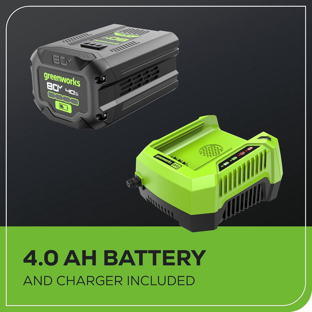 Greenworks Pro 80V 21-Inch Brushless Self-Propelled Lawn Mower, 4Ah Battery Included MO80L410