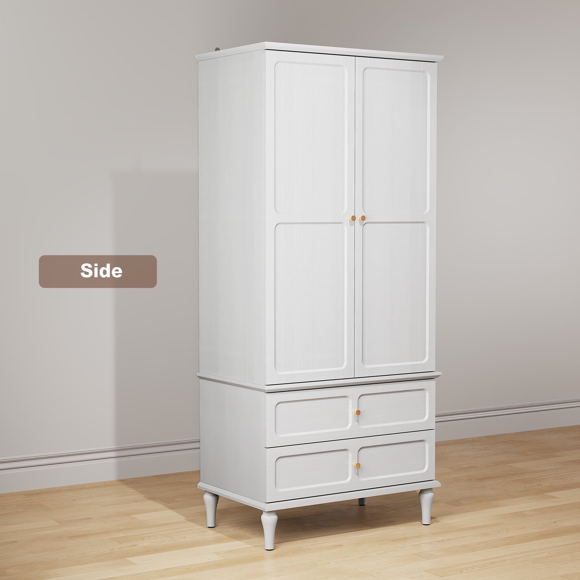 HLR 71 Tall Modern Wood Armoire Wardrobe Closet, Freestanding Cabinet with Hanging Rod for Bedroom, Brown