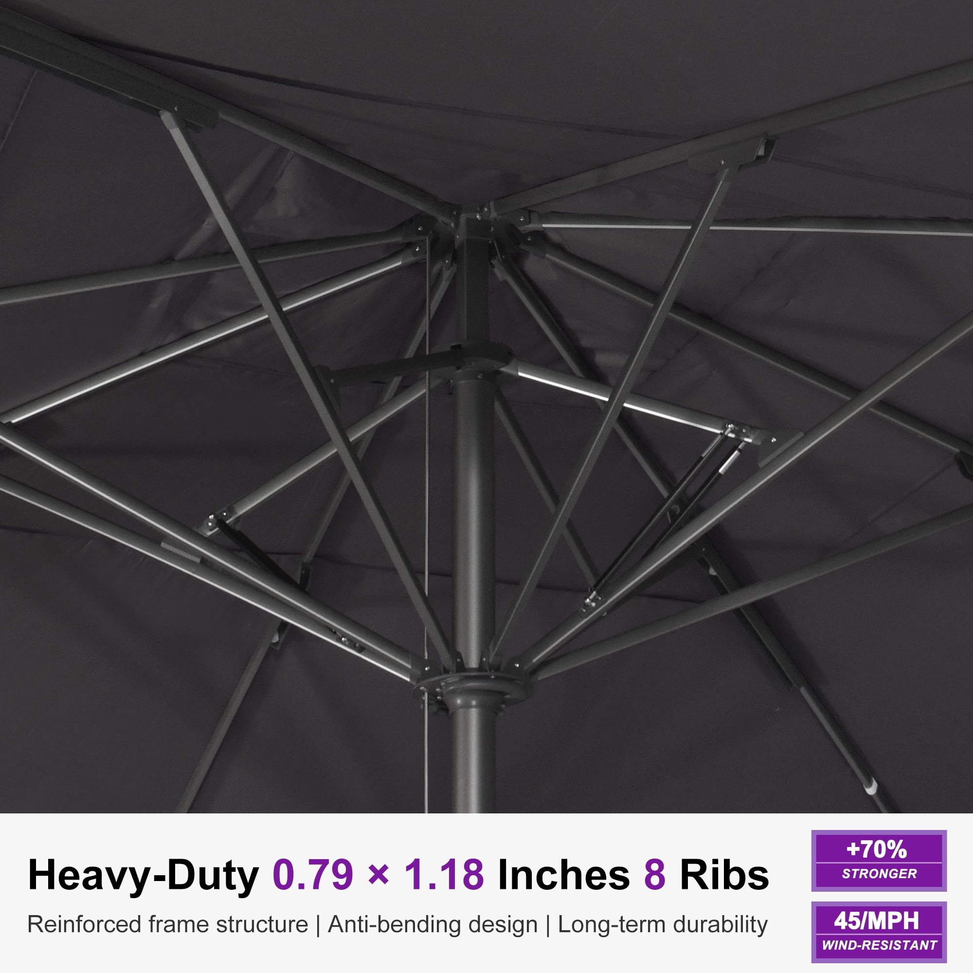 PURPLE LEAF OUTDOOR 16 x 16 FT Extra Large Rectangle Patio Market Table Sun Umbrella Heavy-Duty with Semi-Auto Open Maximum Coverage for Restaurant Hotel Resort Cafe Poolside Beige