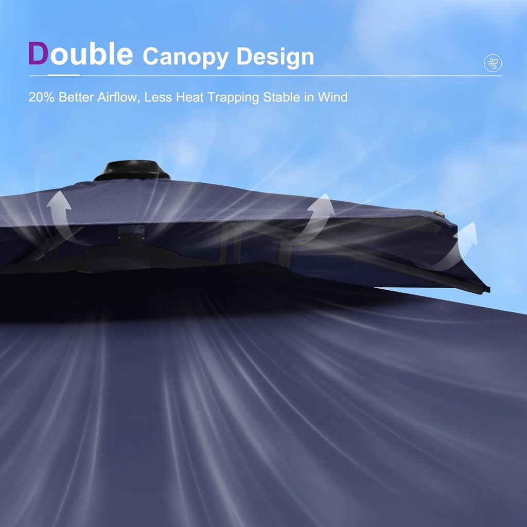 PURPLE LEAF Cantilever Umbrellas 12FT Square Large Patio Umbrella Offset Umbrella with 360°Rotation Tilting And Hanging Double Top, Grey