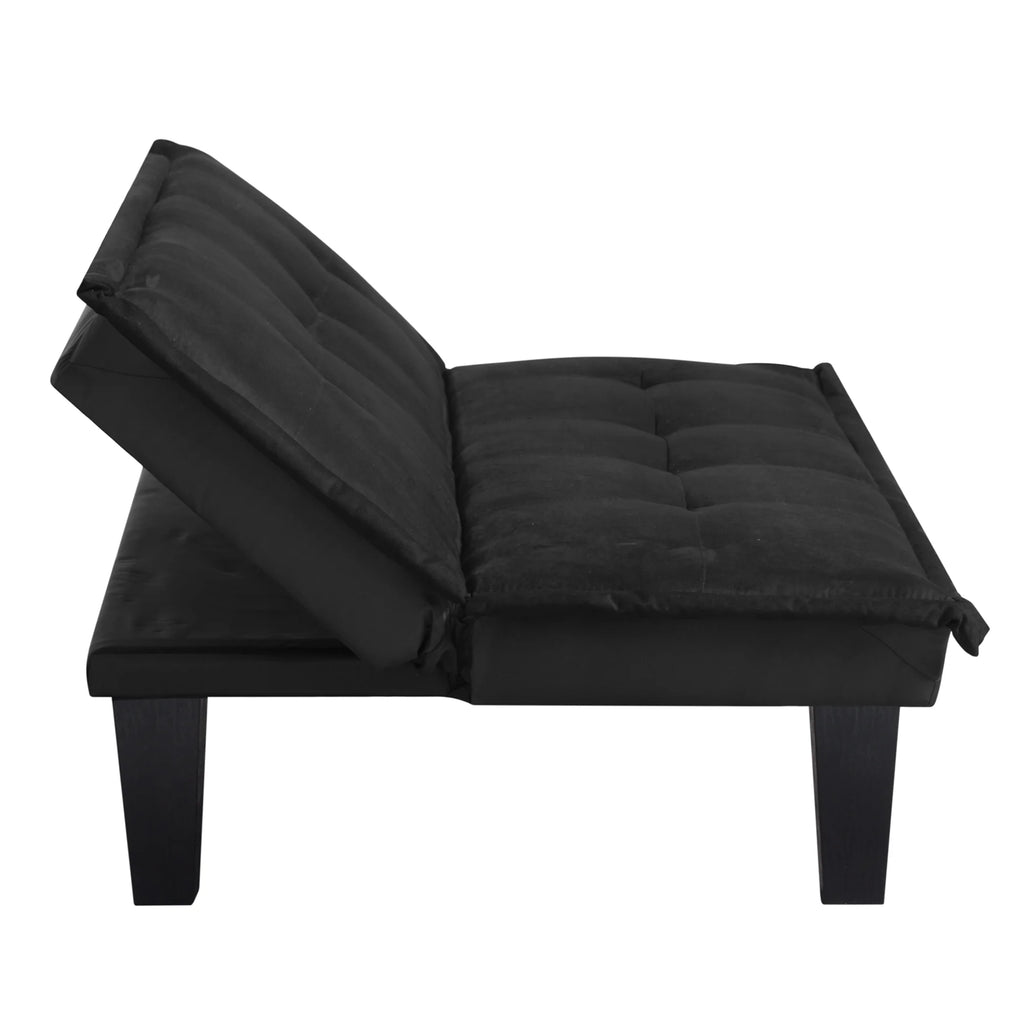 Modern Faux Suede Convertible Futon Sofa Bed,Upholstered Futon Couch with 3 Adjustable Backrest Angles,Suitable for Apartment,Living Room,Small Space,Black