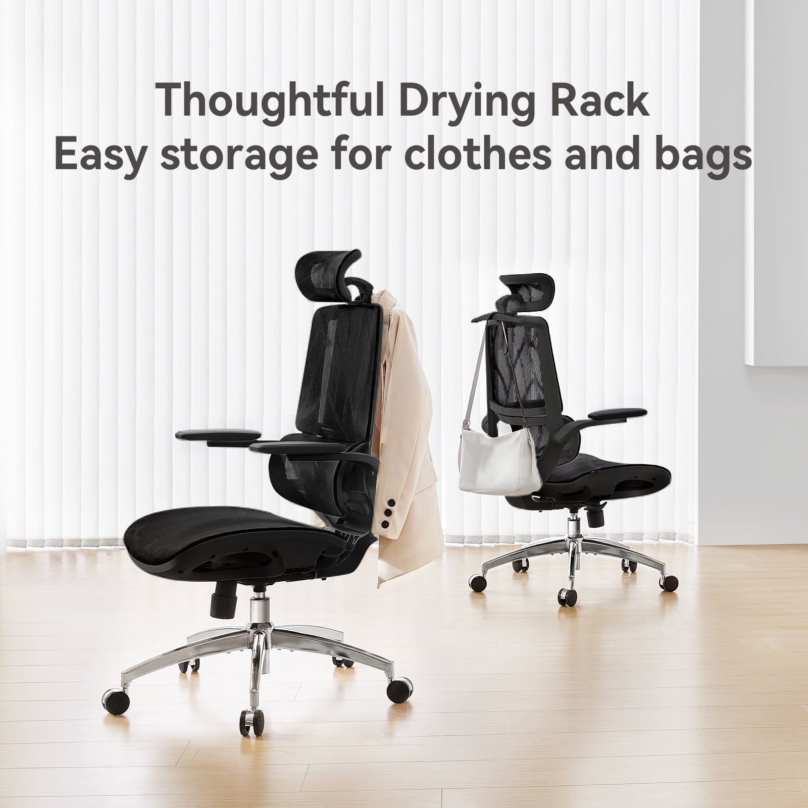 Sihoo M59AS Ergonomic Office Chair with Mesh Backrest, Flip Armrests, Headrest, White