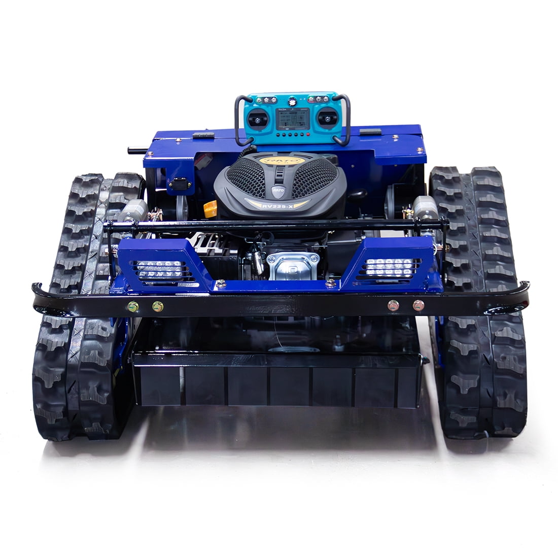 DeepKron Remote Control Tracked Lawn Mower, Gasoline 9HP 225cc Gas Engine, 22-Inch 550mm Cut, 45-Degree Slope, 24V