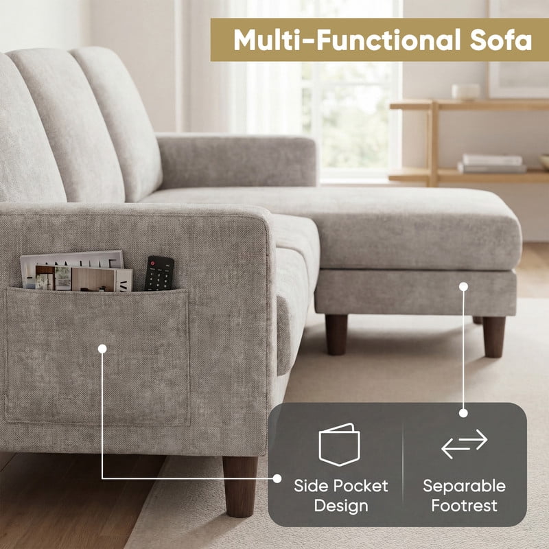 Homall Cloud Modular Sectional Sofa 3 Seat L-Shaped Cloud Oversized Sofa Couch for Living Room, Apartment and Small Space,Dark Gray