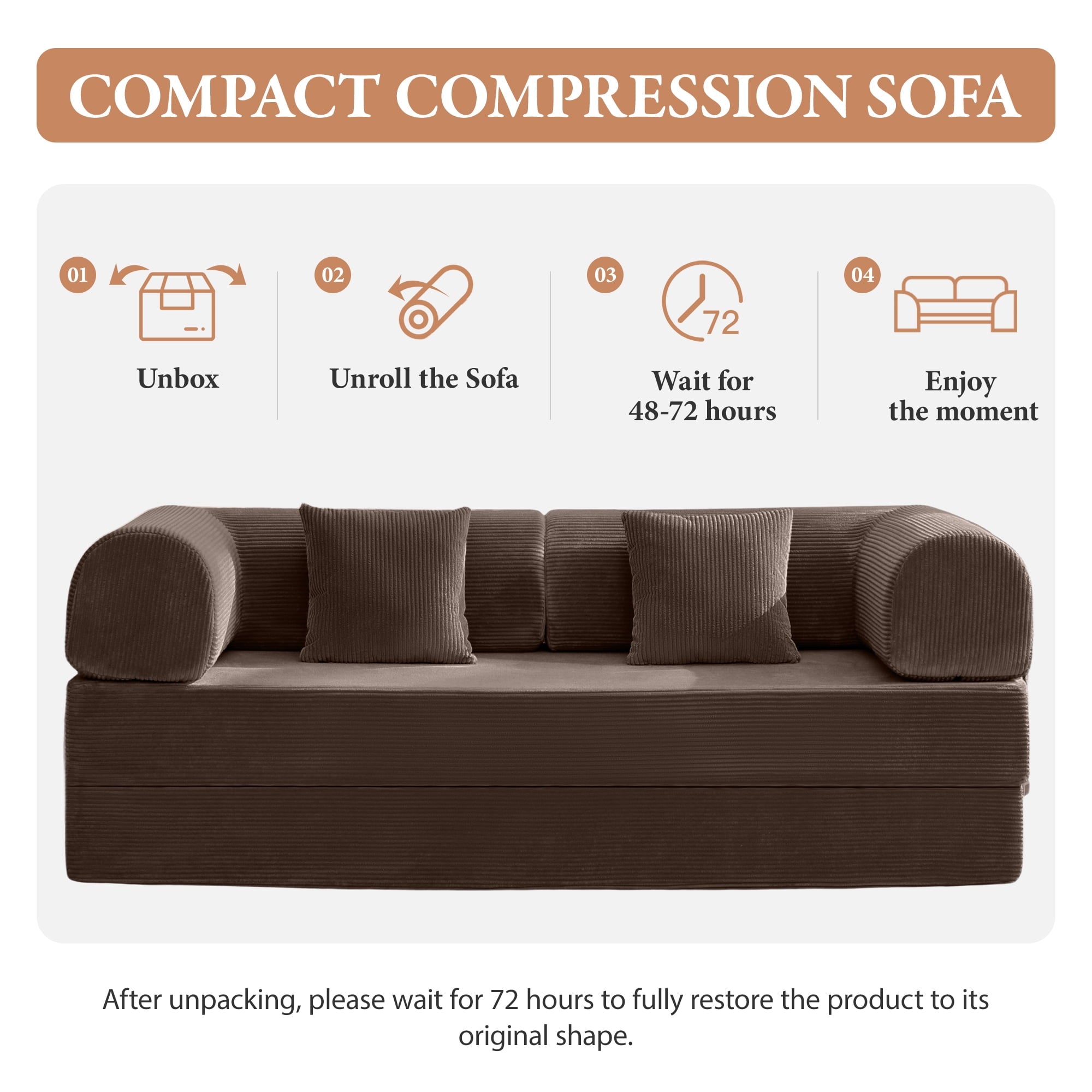 COOLHUT 63 W Combination Sofa, High Rebound Density Foam Sofa Couch, Two Forms Floor Couch Three Seats Sofa Bed for Living Room, Bedroom, Green