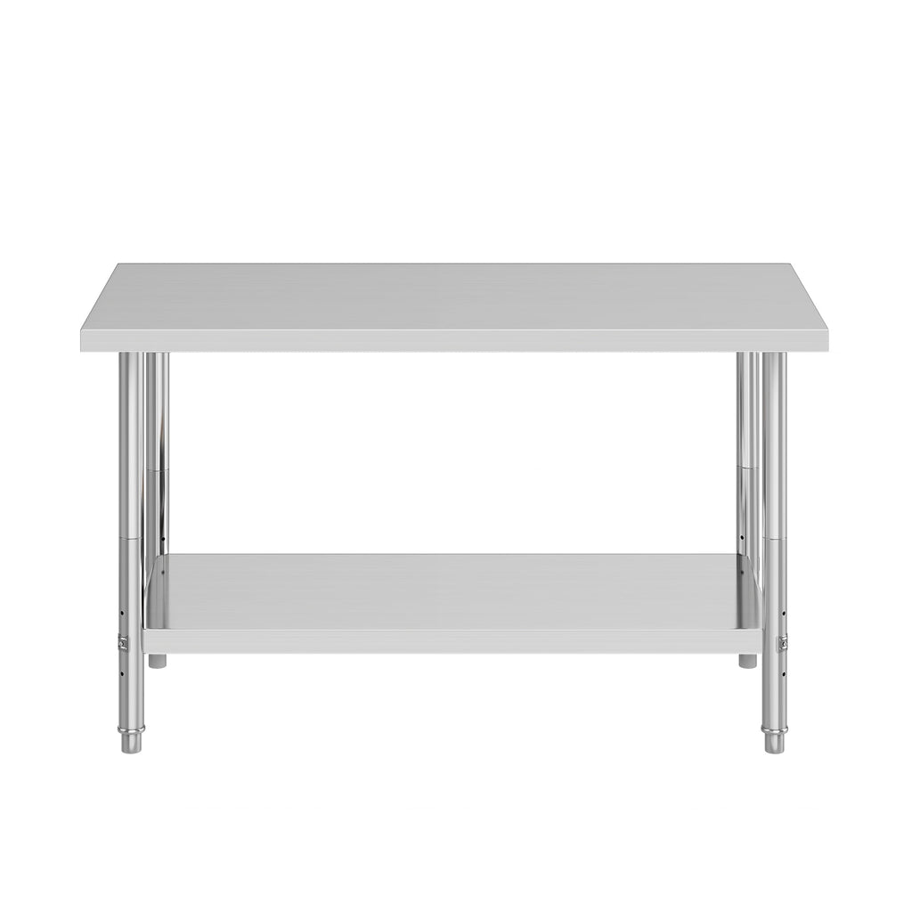ModFusion 60x24 Heavy-Duty Stainless Steel Workbench with Adjustable Kitchen Rack, 5'x2'x2.8' ft Metal Prep Detailing Table, Home Steel Shelving, Utility Tools