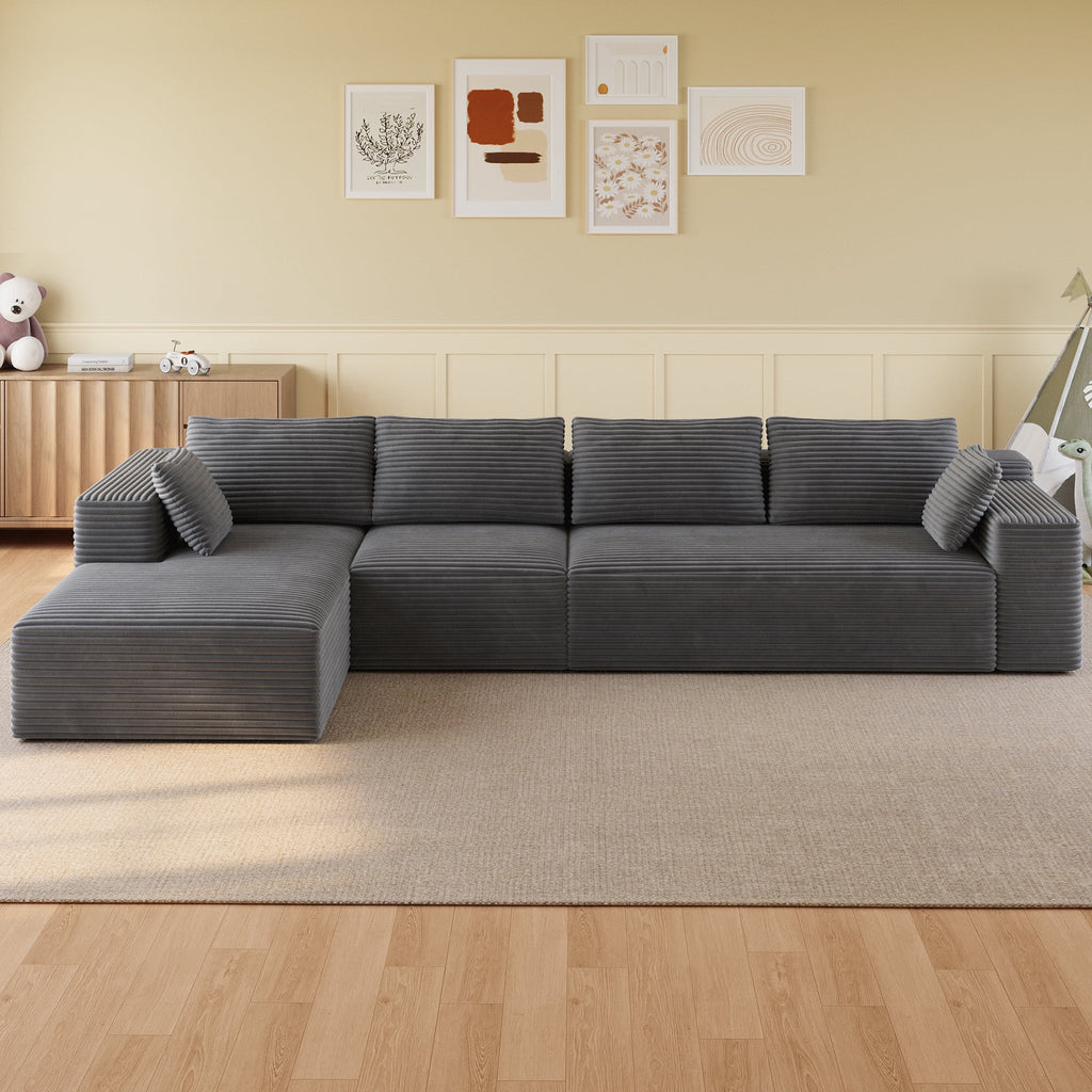 Comfortable Sofa Couch, Lofka L Shaped Foam Couch for Office, Living Room, Green