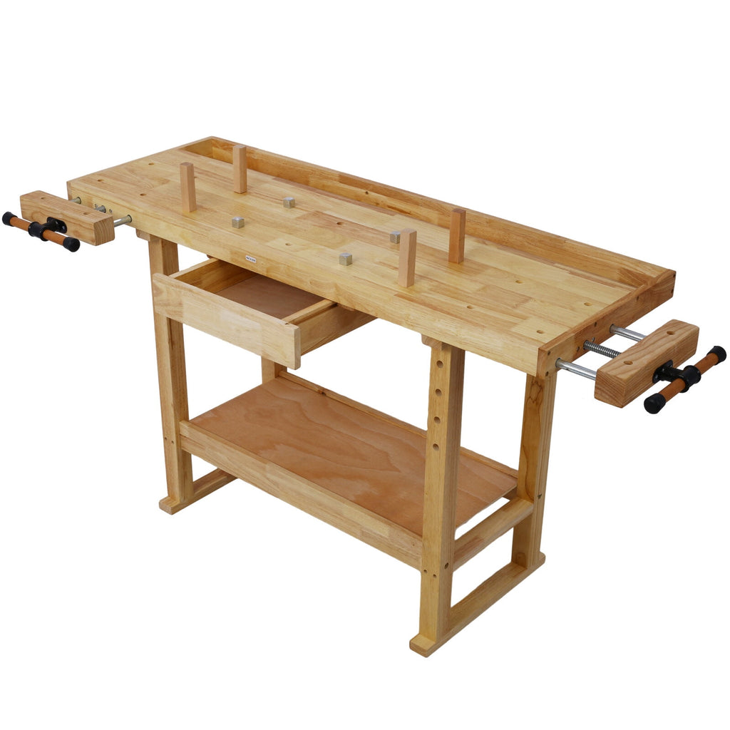 55-Inch Wood Workbench - Wooden Workbench for Garage Workshop and Home,