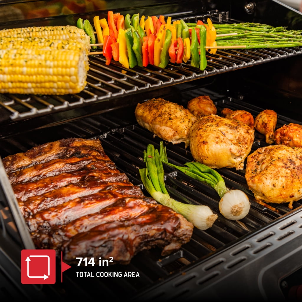 Neevo Smart Propane Grill 44,000 BTU, with 2 U Shaped Burners, Outdoor BBQ, Electronic Control, 714 Sq In Cooking Space, Cast Iron Grates, App Connected – 720-1054 