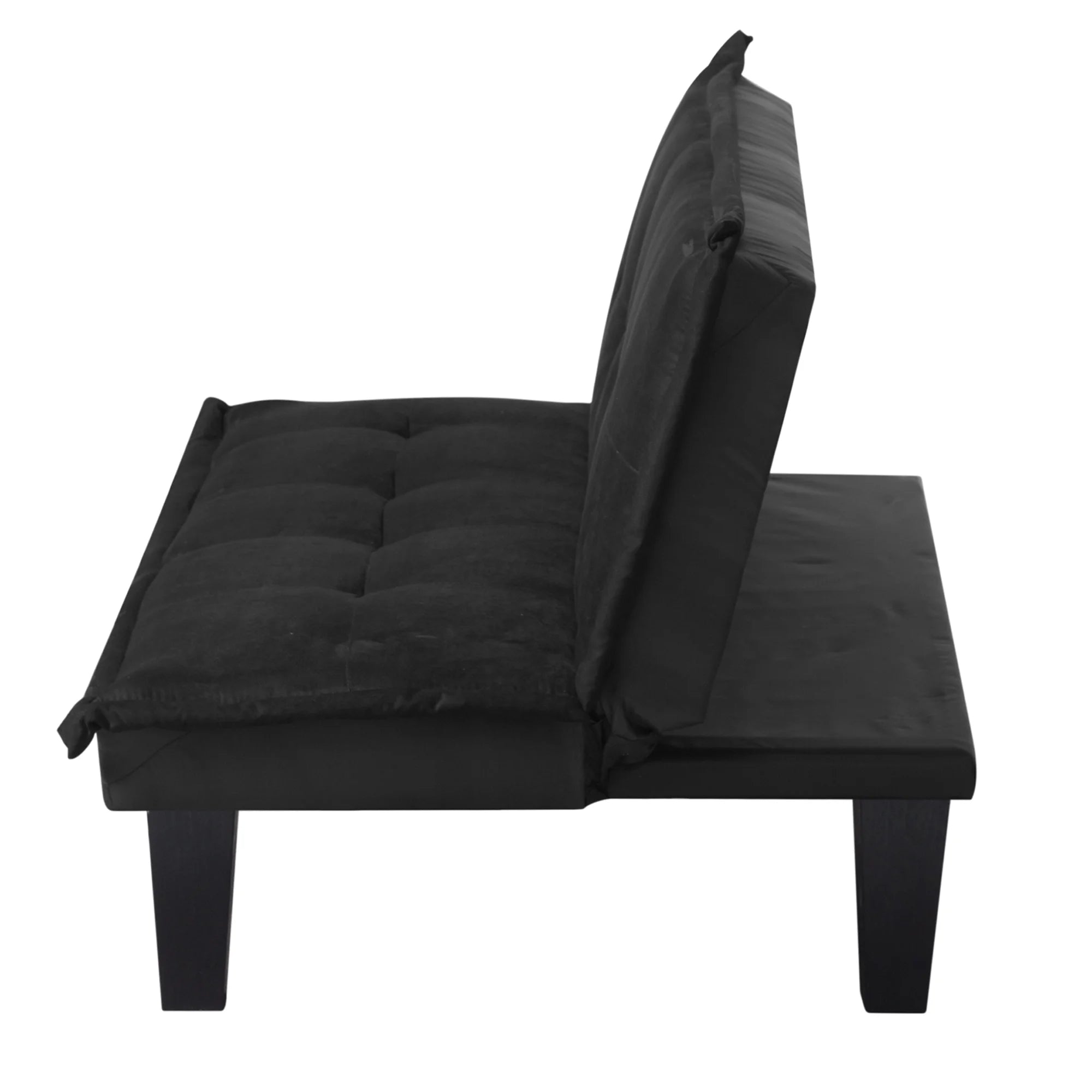 Modern Faux Suede Convertible Futon Sofa Bed,Upholstered Futon Couch with 3 Adjustable Backrest Angles,Suitable for Apartment,Living Room,Small Space,Black