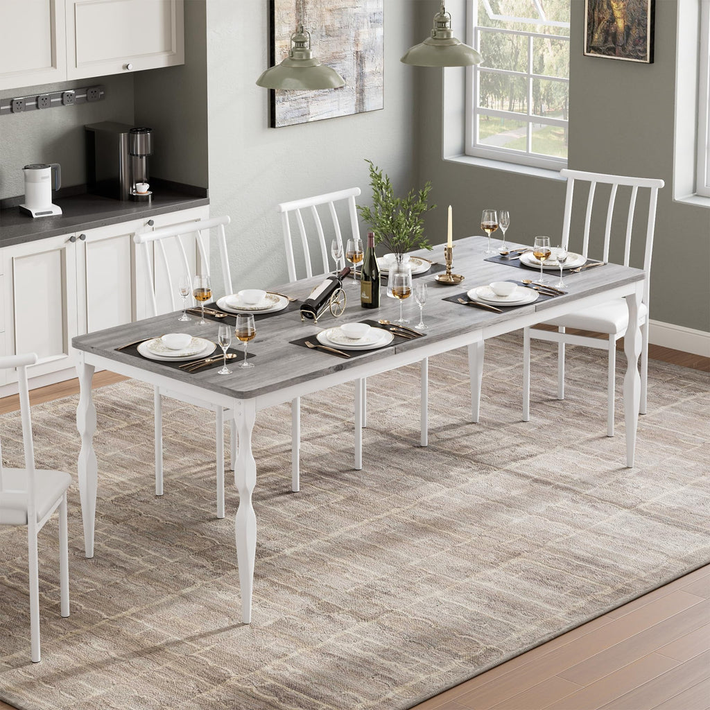 M optimized 78-inch Farmhouse Dining Table for 8, Rustic Rectangular Kitchen Table with Large Tabletop, Long Wooden Dining Room Table with Heavy Duty Legs