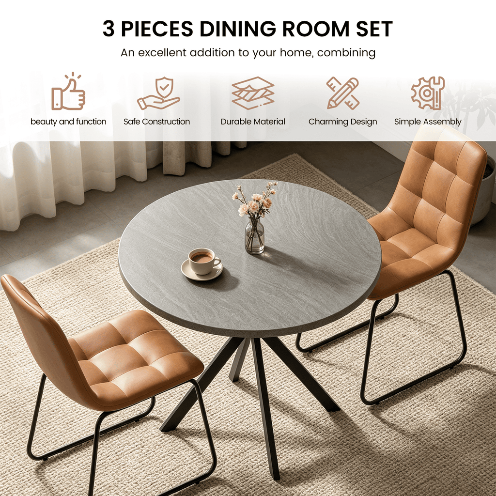 Small Round Dining Table for 2-4 People, 31.7 Modern Round Kitchen Table, Space-Saving Table for Living Dining Room, Coffee ,Apartment