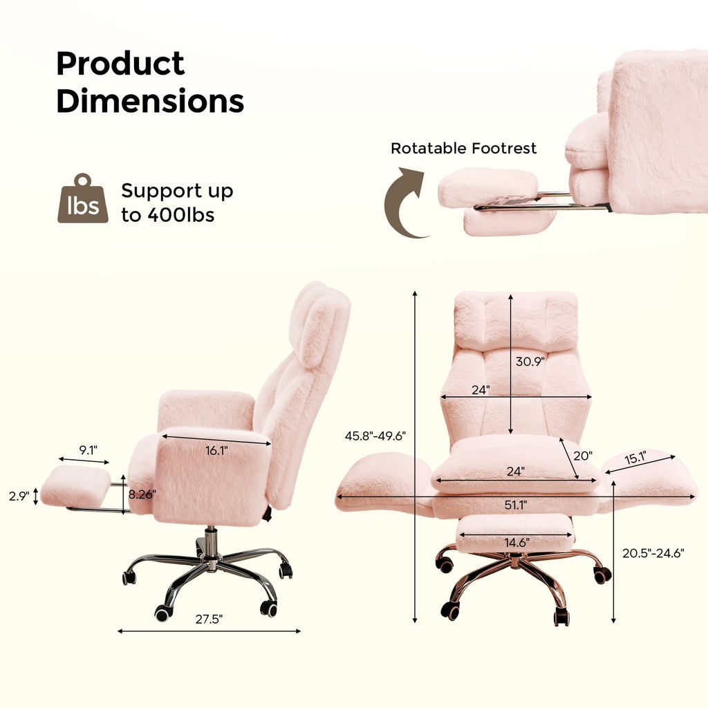 Patbrela Big and Tall Office Chair, Cloud Plush Swivel Desk Chair with 6-Level Adjustable Armrests, Home Ergonomic Executive Office Chair for Work, Gaming, Beige