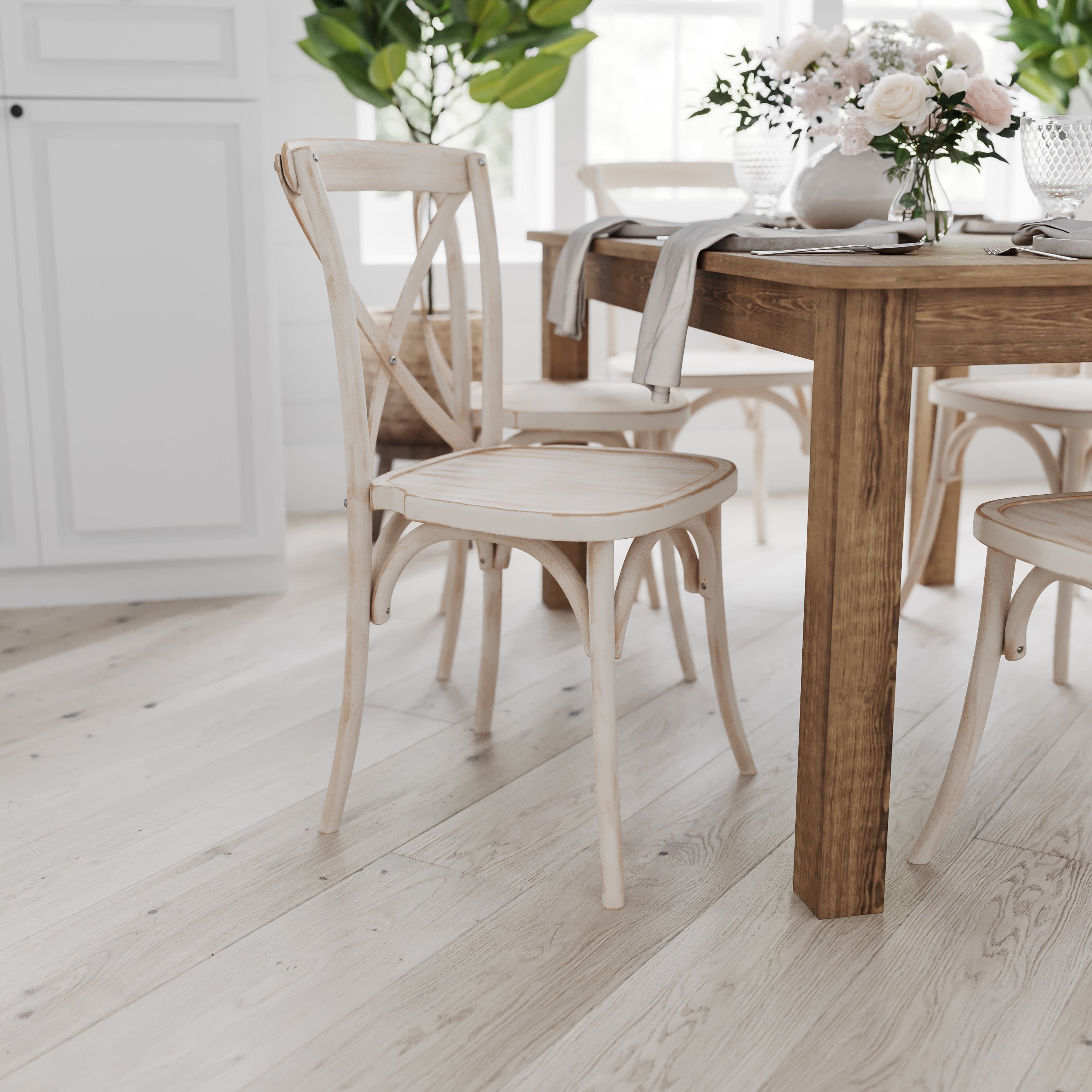 Jessamine 46 x 30 Rectangular Antique Rustic Solid Pine Farm Dining Table