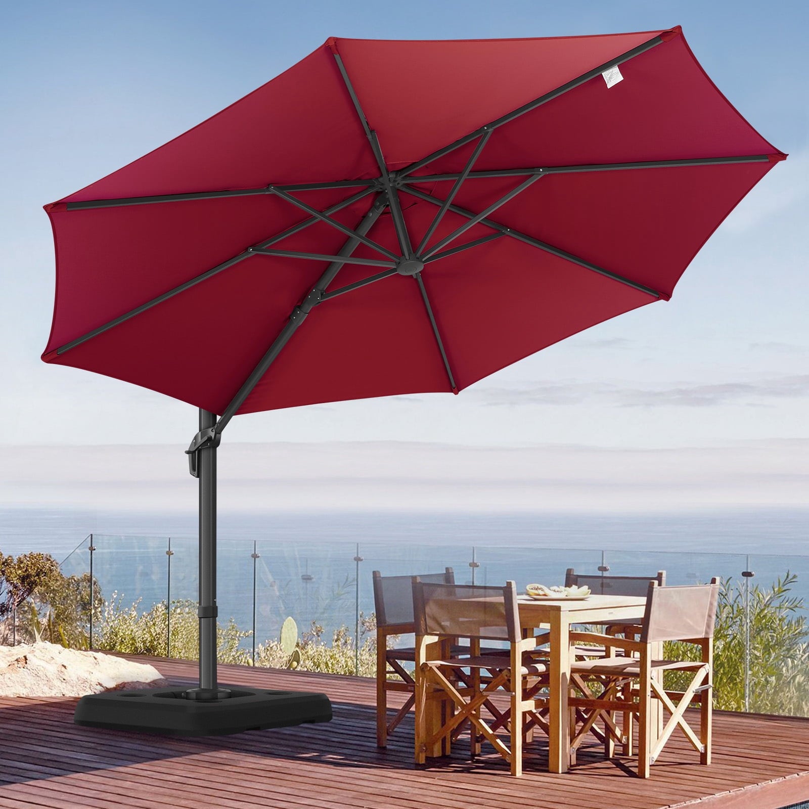 COBIZI 10x10ft Patio Cantilever Umbrella Double Roof Large Rectangular Deck Offset Umbrellas, Square Outdoor Patio Umbrella with 360°Rotation & Heavy-Duty Aluminum Frame,for Poolside Garden,Beige
