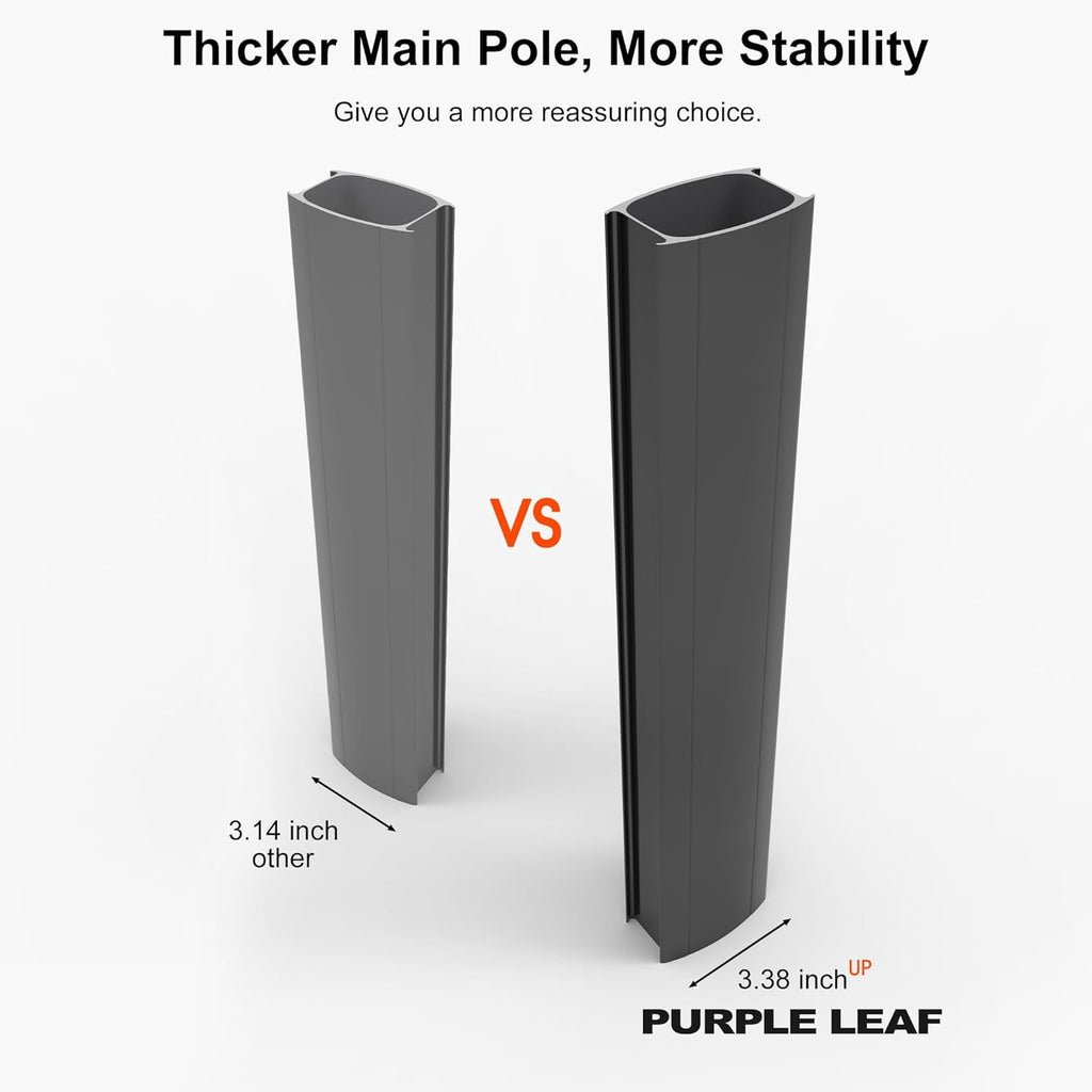 PURPLE LEAF Cantilever Umbrellas 12FT Square Large Patio Umbrella Offset Umbrella with 360°Rotation Tilting And Hanging Double Top, Grey