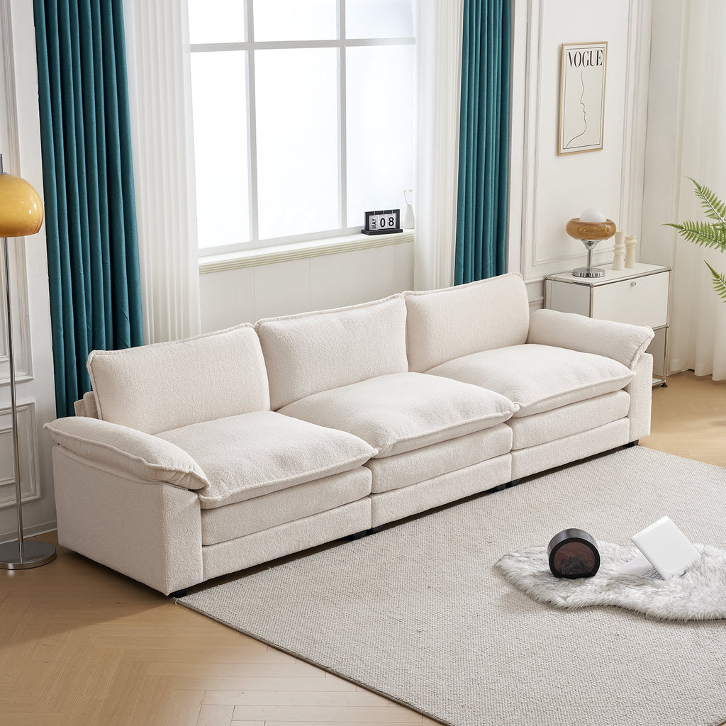 Ktaxon Sectional Sofa L Shaped Couch with Chaise Living Room Sleeper Set, 2 Seats with Chenille and Double Layer Cushions 86 W Beige
