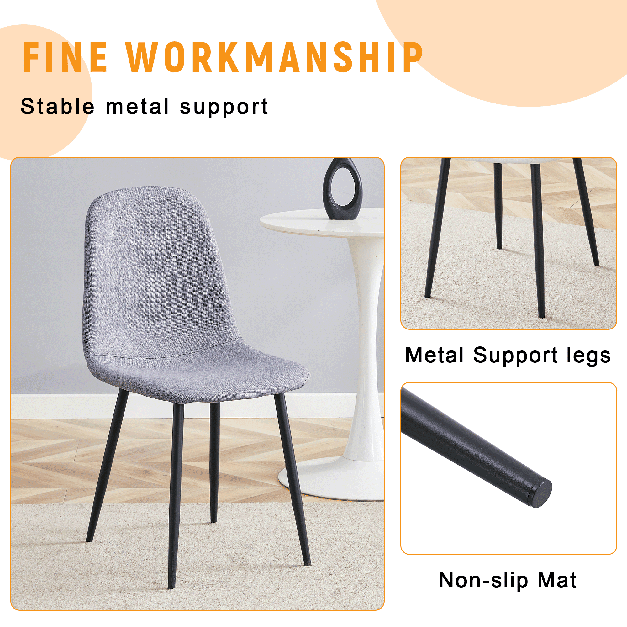 JUFU 55 Dining Table Set for 4, Modern Table and Chairs Set of 4, 5 Piece Dining Table Set Include Wooden Kitchen Table and 4 Faux Leather Chairs Ideal for Kitchen Dining Room Easy to Assemble