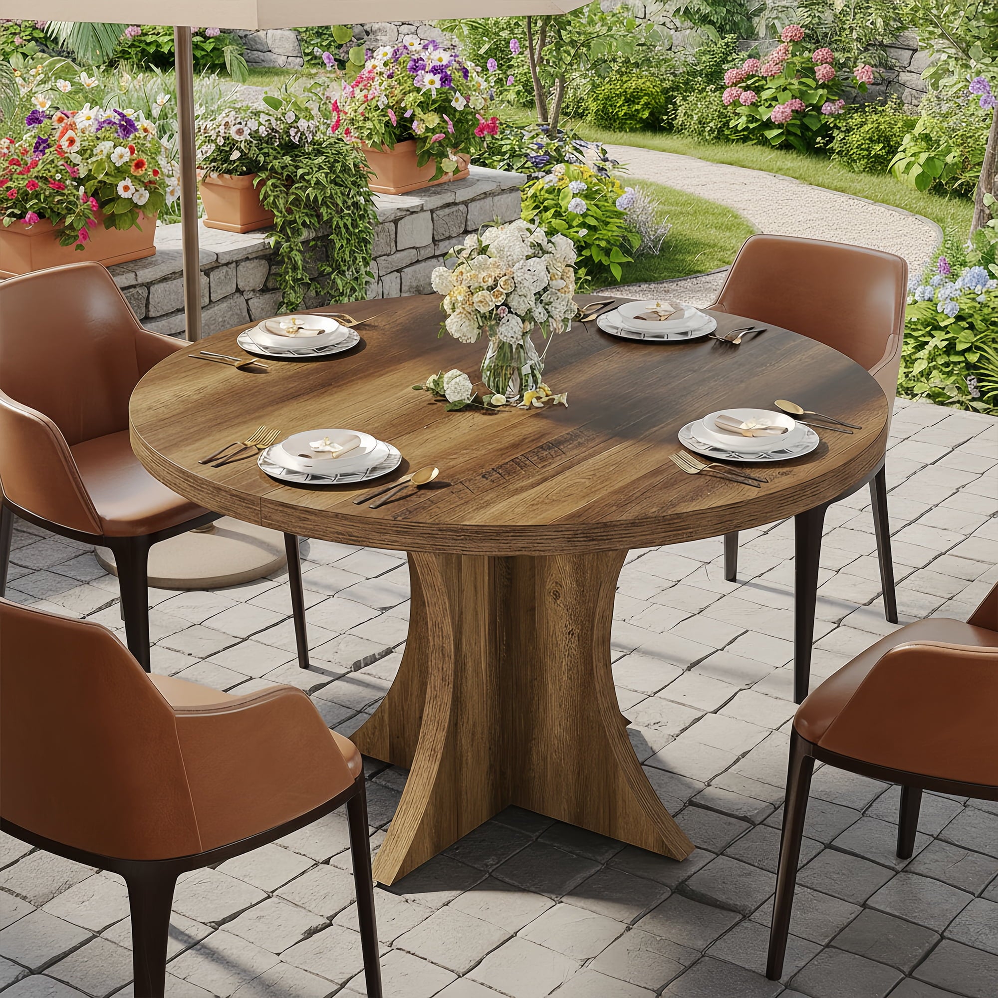 Modern Faux Marble Dining Table, 63 Rectangular 4-6 Seater Wood Table with Sturdy Base, Kitchen Living Room Dinner Table