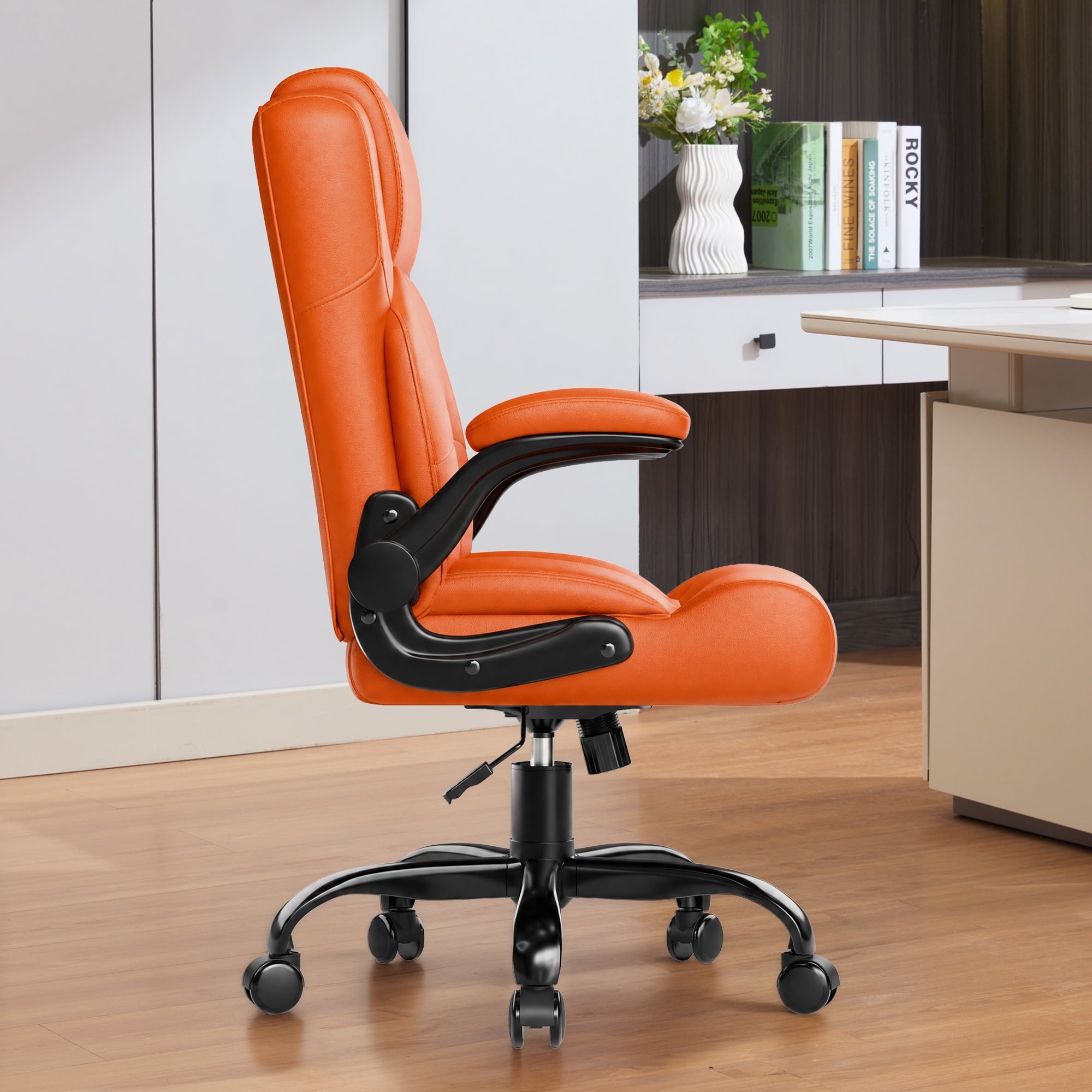 JONPONY Leather Office Chair, Big and Tall Office Chair 400LBS Wide Seat Ergonomic Computer Desk Chair High Back Executive Leather Chair Adjustable Task Chair Lumbar Back with 1-Year Warranty, Black