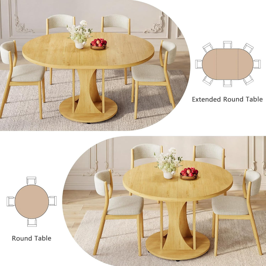 Laisnet 47 Round Dining Table for 4-6, Kitchen Table with Rounded Base for Dining Room Living Room, Black