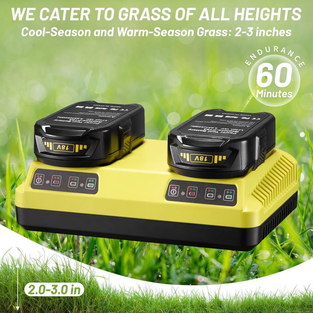 ZIPmow A106-RC Self-Propelled Cordless Lawn Mower - Remote Control, AWD, 45° Slope Climbing, 2-3 Inch Cutting Height, 60Min Runtime with Dual 3Ah Batteries, 17lbs Ultra-Lightweight
