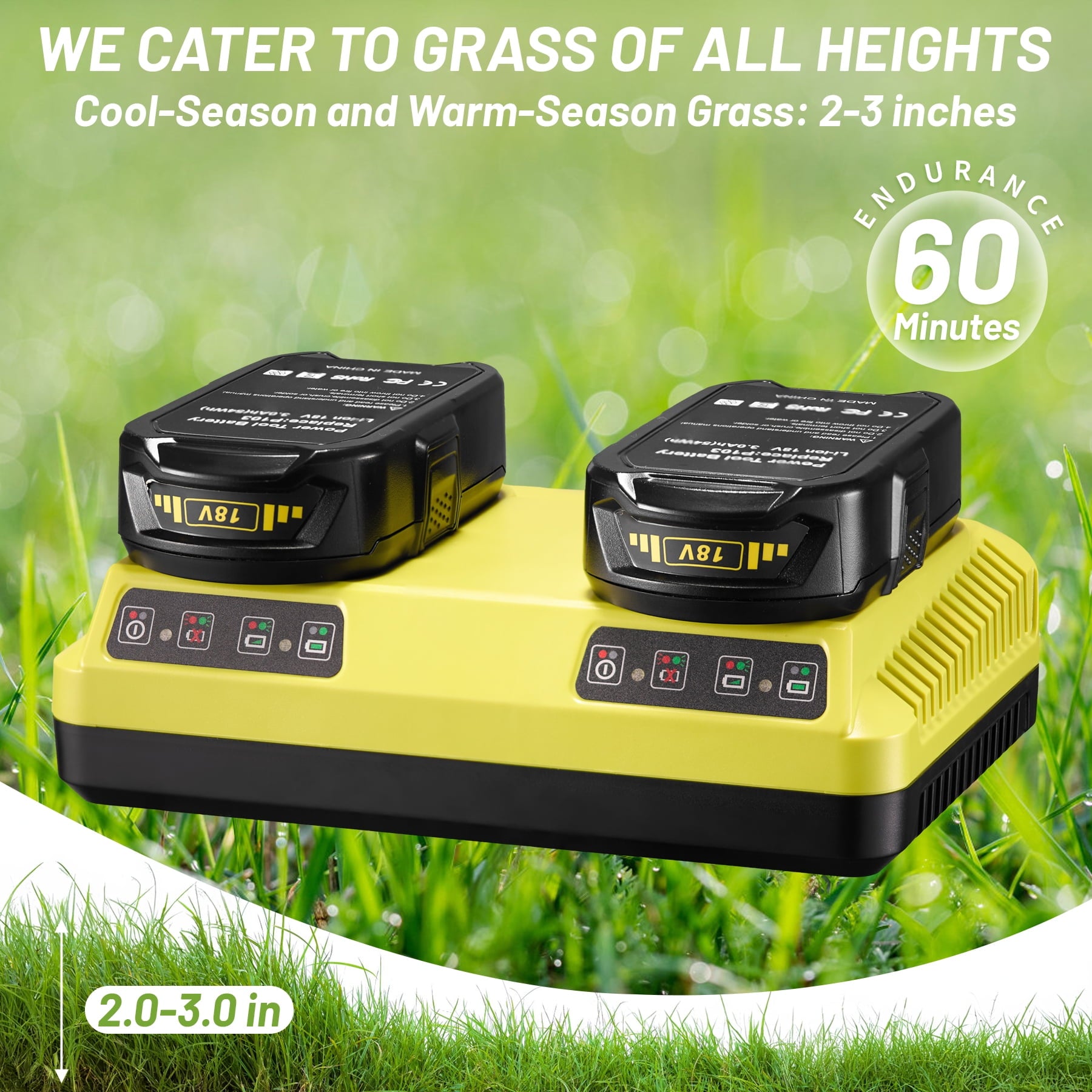 ZIPmow A106-RC Self-Propelled Cordless Lawn Mower - Remote Control, AWD, 45° Slope Climbing, 2-3 Inch Cutting Height, 60Min Runtime with Dual 3Ah Batteries, 17lbs Ultra-Lightweight