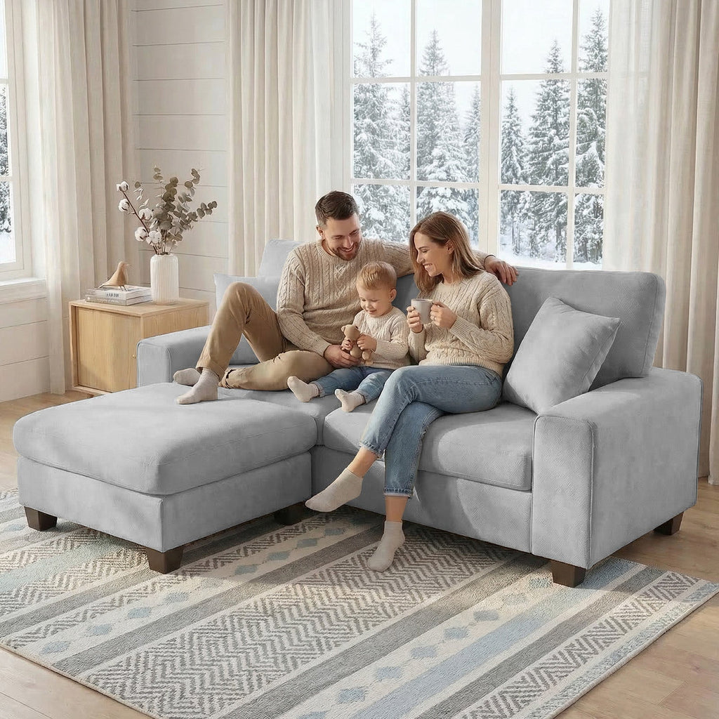 Poshby 71.25''W Loveseat 2 Seater Couch Sofa with Chenille Material, Modern for Living Room, Beige