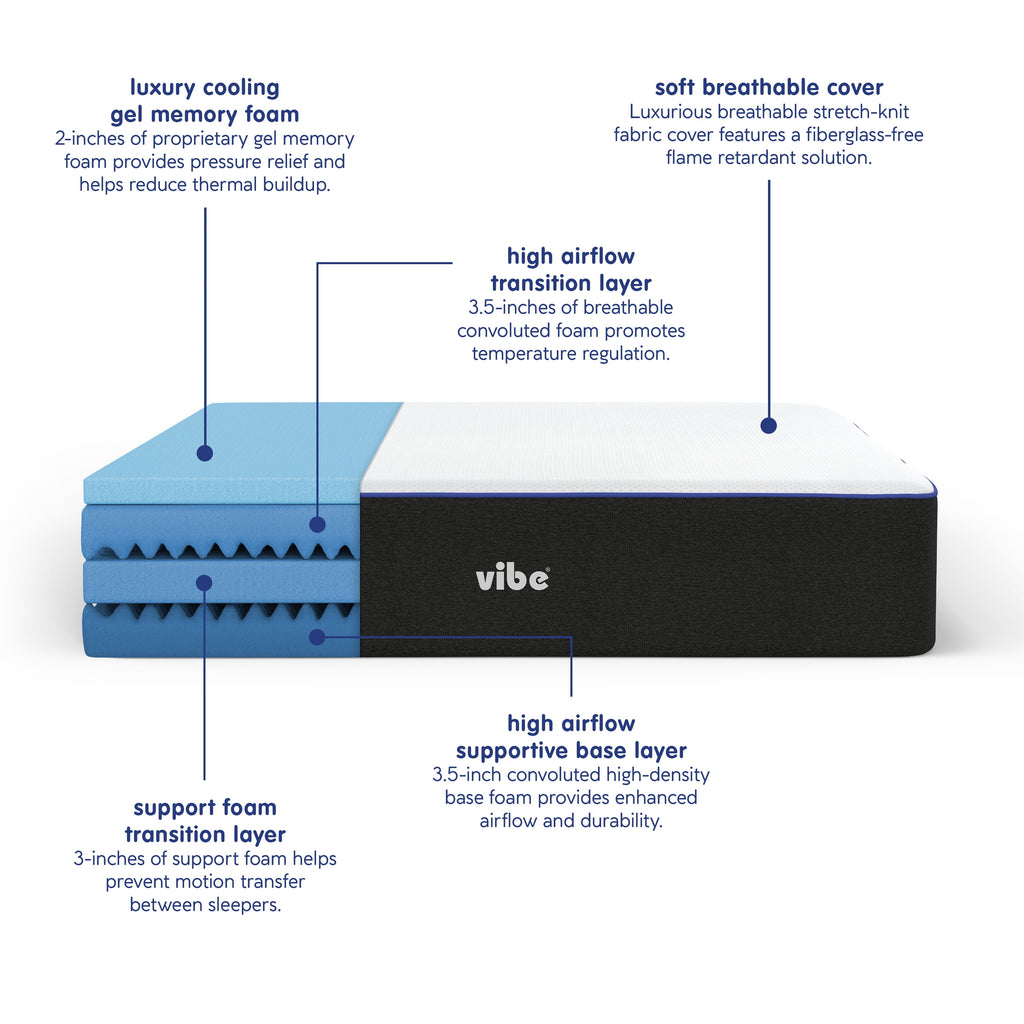Vibe 12 Queen, Luxury Super Cooling Gel Memory Foam Mattress