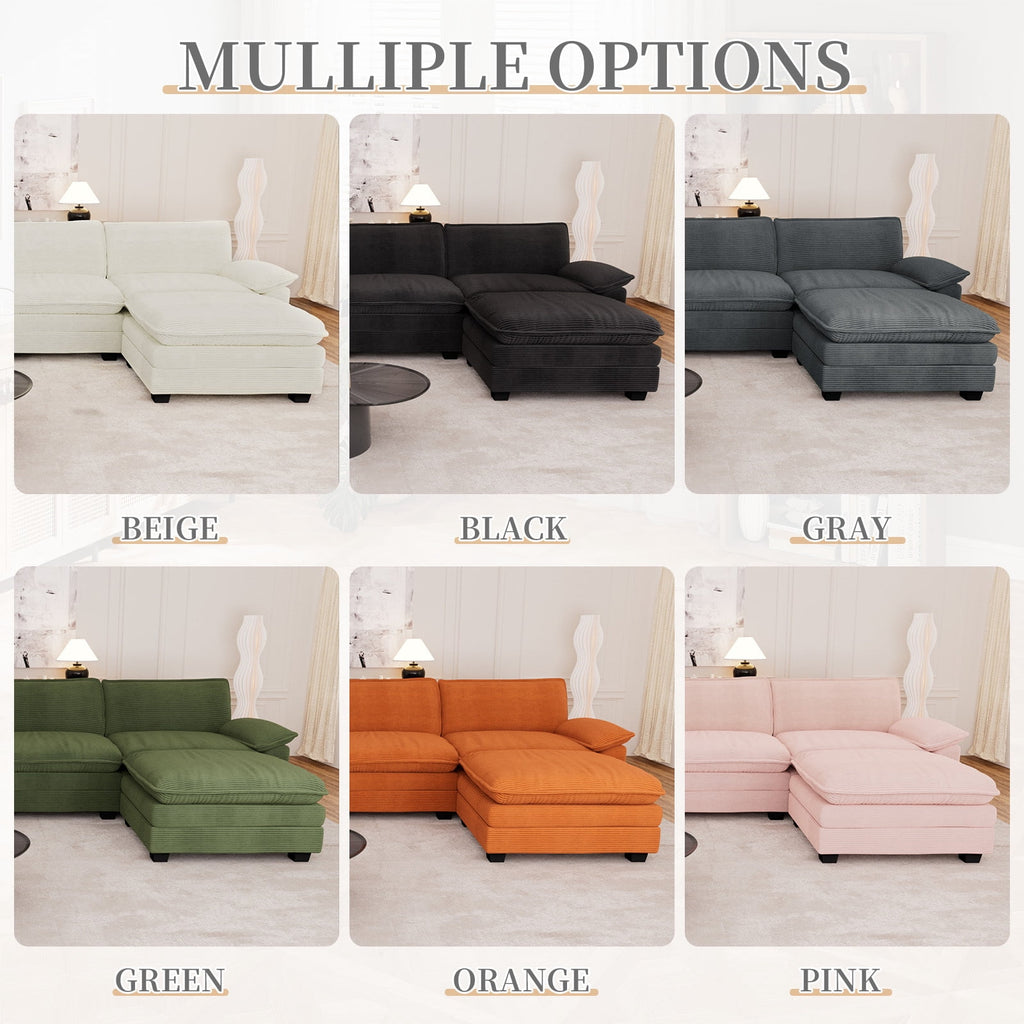 Muumblus 80.5 Corduroy Loveseat Sofa, Oversized Upholstered 2-Seater Fluffy Cloud Sleeper Couch for Living Room/Apt, Pink