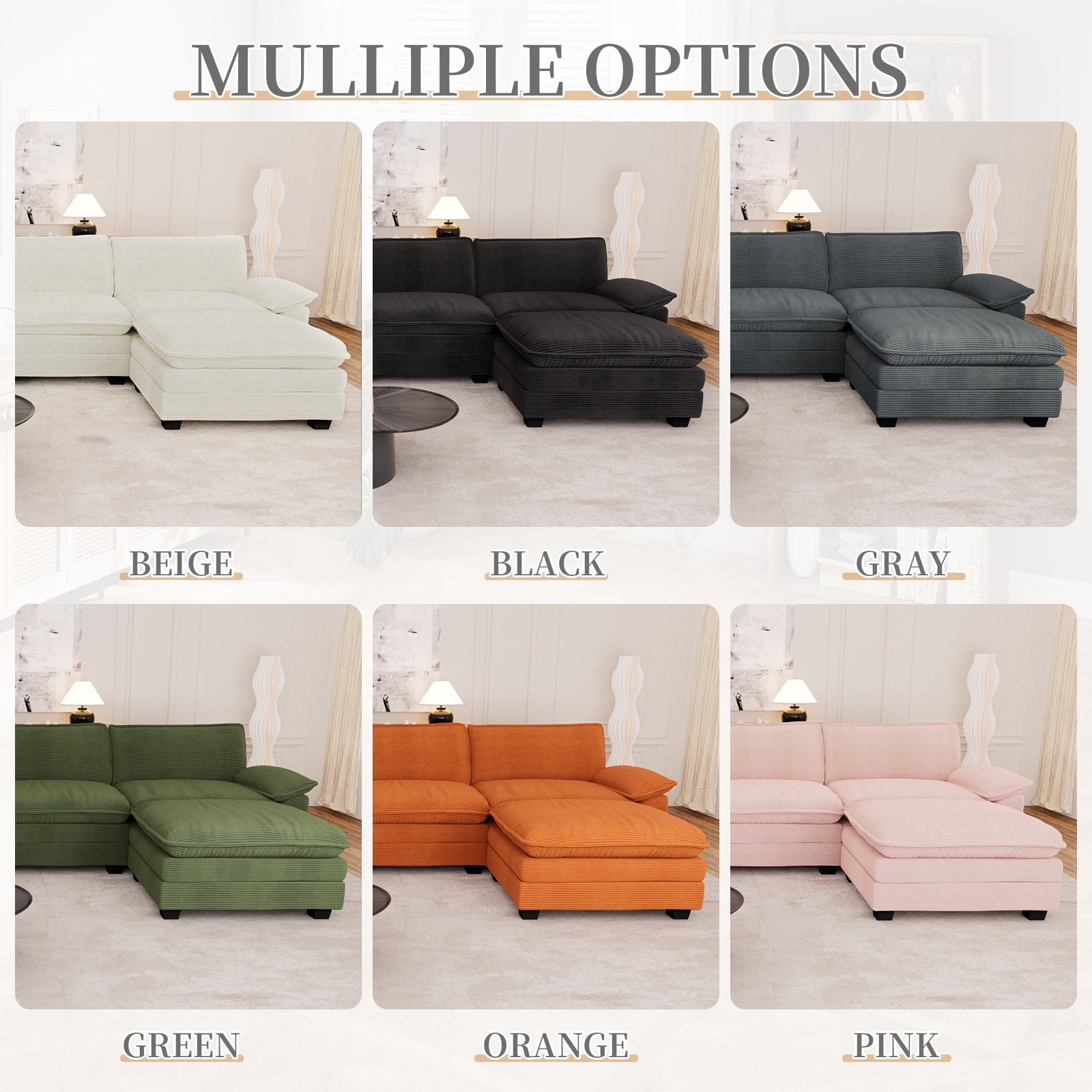 Muumblus 80.5 Corduroy Loveseat Sofa, Oversized Upholstered 2-Seater Fluffy Cloud Sleeper Couch for Living Room/Apt, Pink