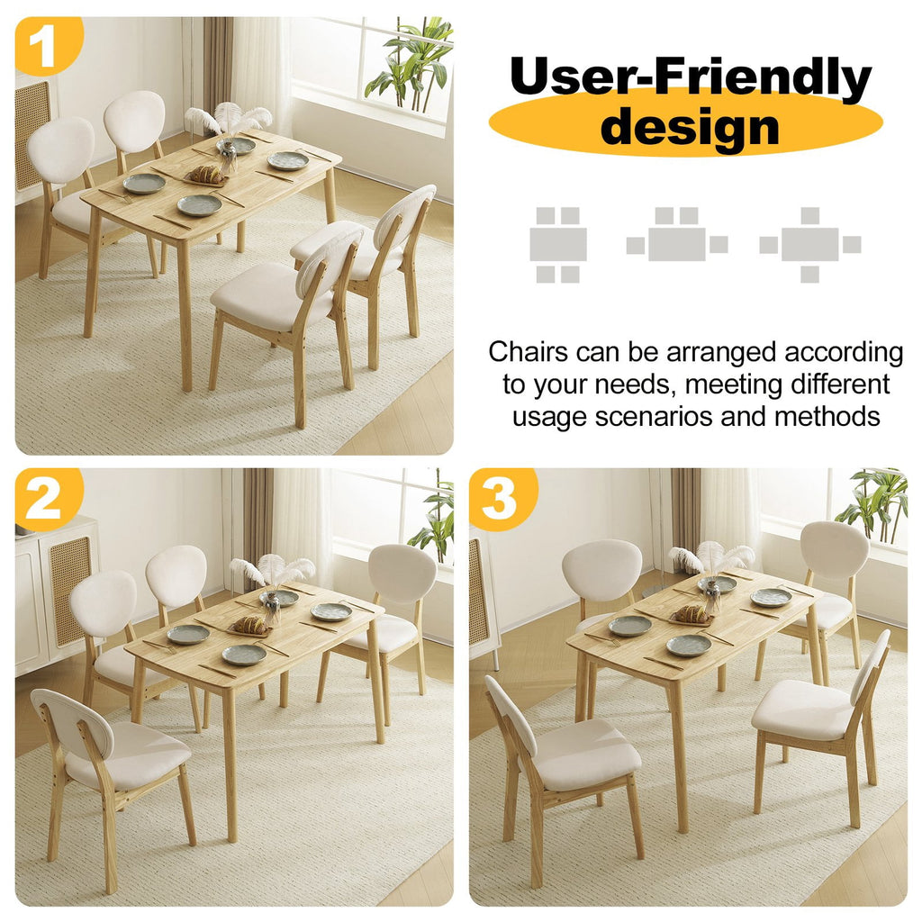Ktaxon Dining Table Set for 4 Solid Wood Dinner Table with Padded Chairs for Home Kitchen Restaurant 47 Wood Color