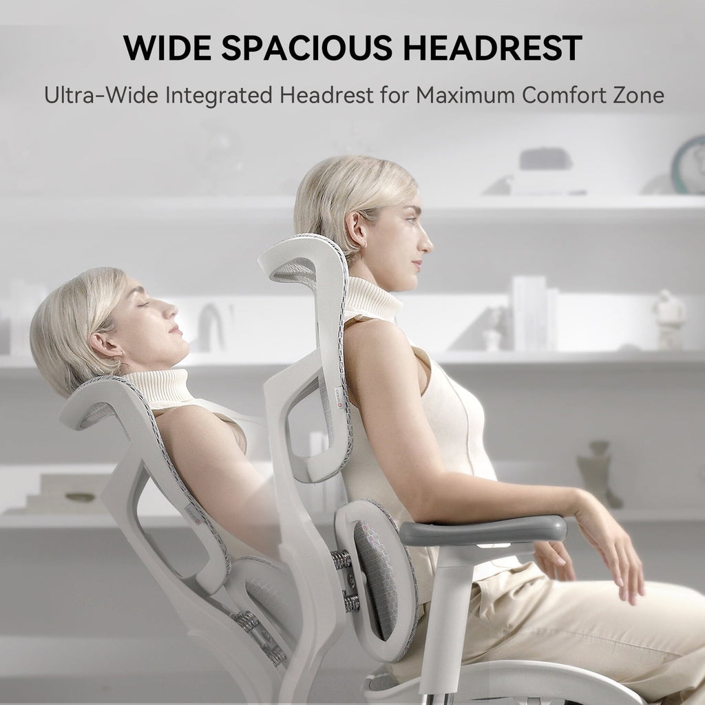 SIHOO Doro S100 Ergonomic Office Chair - with Dual Dynamic Lumbar Support, 5-Level Adjustable Backrest, 4D Coordinated Armrests, 135-degree Max. Recline Angle White