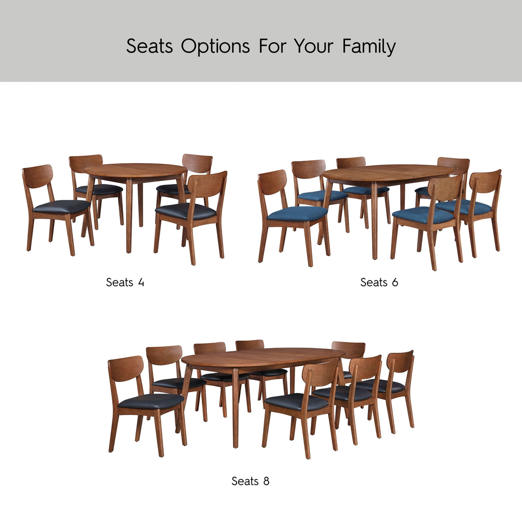 Better Homes & Gardens Greyson Mid-Century Extendable Dining Table, Solid Wood and Veneer, Acorn Finish