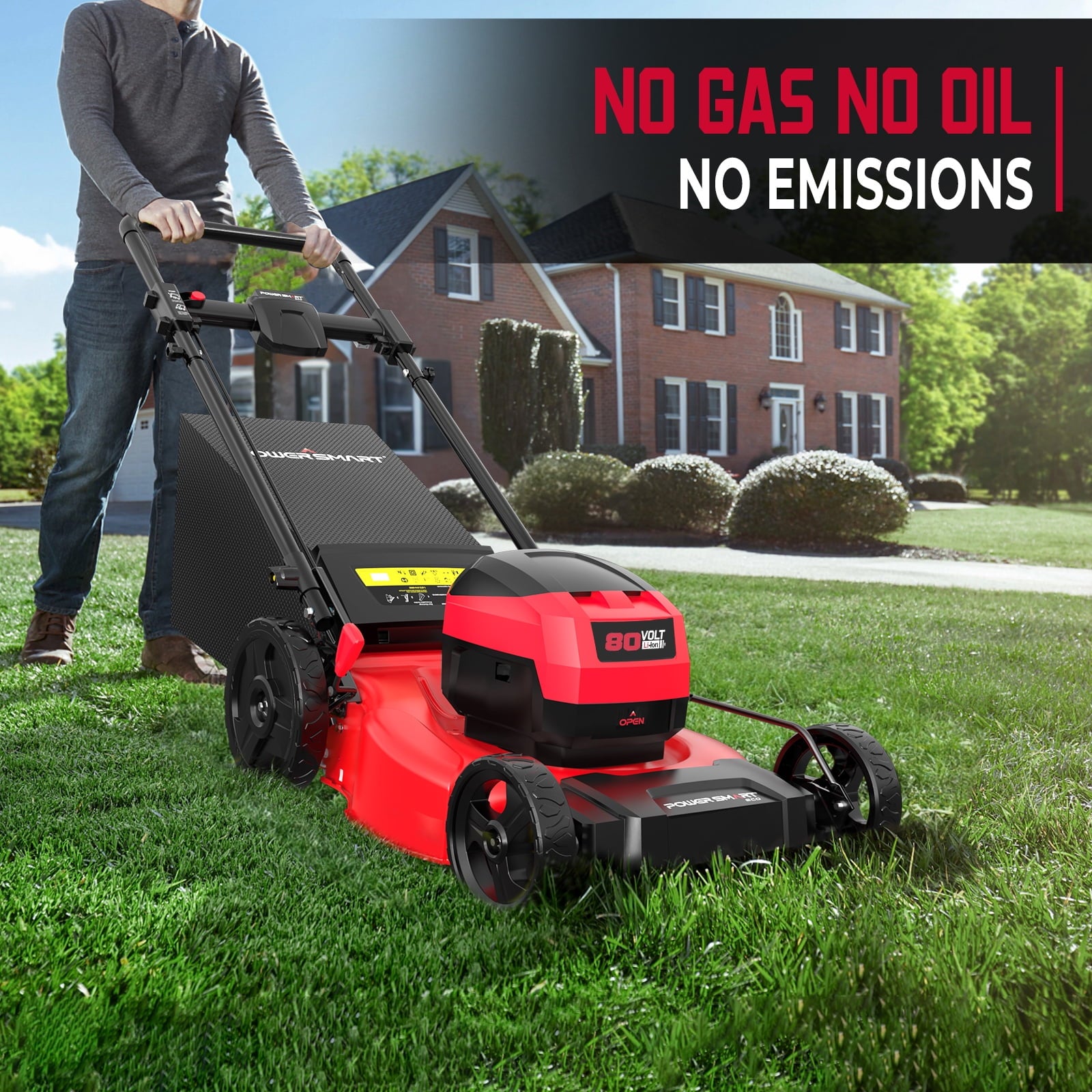 PowerSmart 3-in-1  21 6A 80V  Cordless Lawn Mower, Brushless Motor, 6 Position Height Adjustment