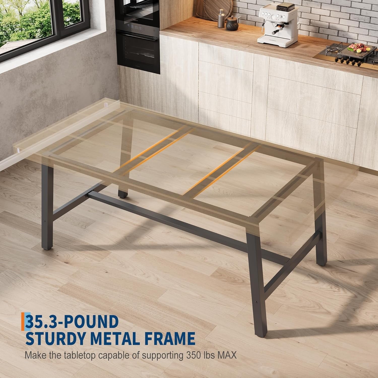 70.87 Inch Long Large Rectangle Dining Table for 6-8 People, Modern Kitchen Dining Room Table with Rustic Wooden Tabletop & Strong Metal frame(Only Gray Walnut Table)