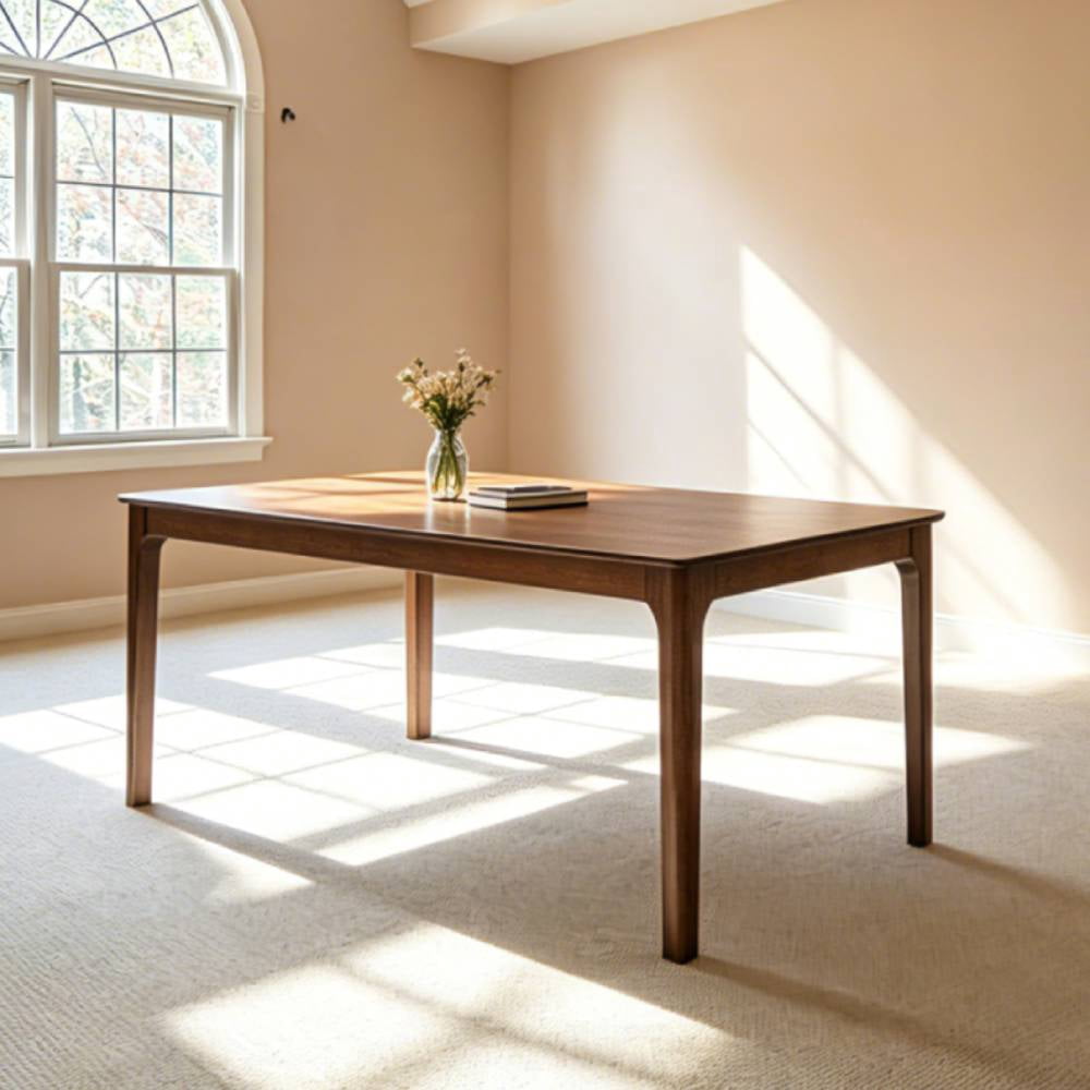 ACTU 57.9 Rectangular Wood Dining Table, Mid-Century Kitchen Table for Dining Room, Walnut