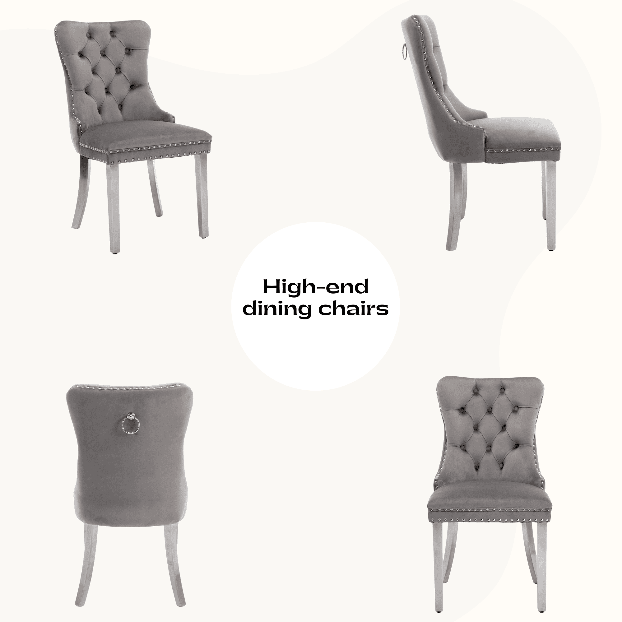 63 Modern White Rectangle Faux Marble Dining Table Room Sets for 4,Dining Table with 4 Velvet Dining Chairs,White Table and 4 Gray Chairs with Silver Leg