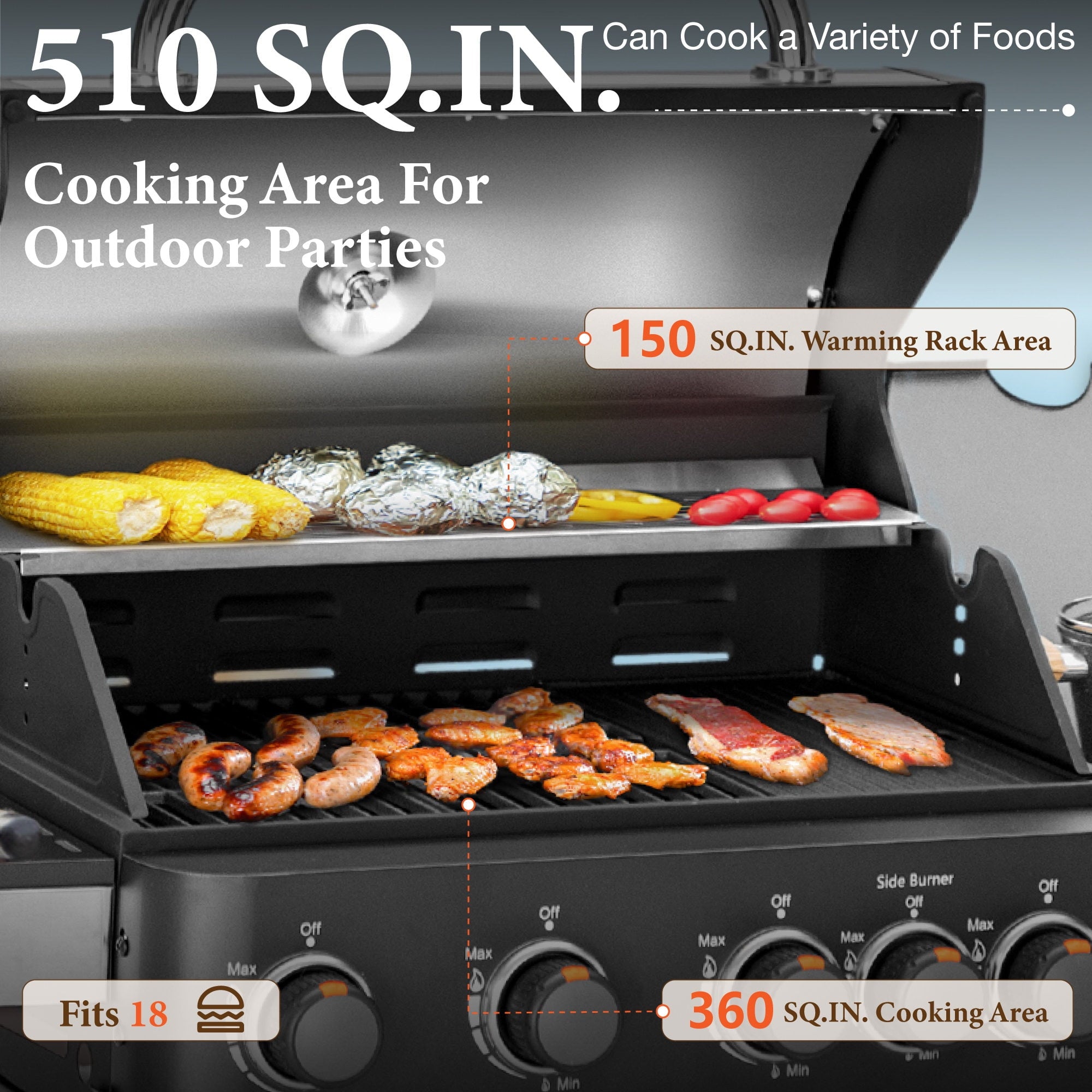 MF Studio 4 Burner Propane Gas Grill and Griddle Combo with Side Burner BBQ Grill - Black
