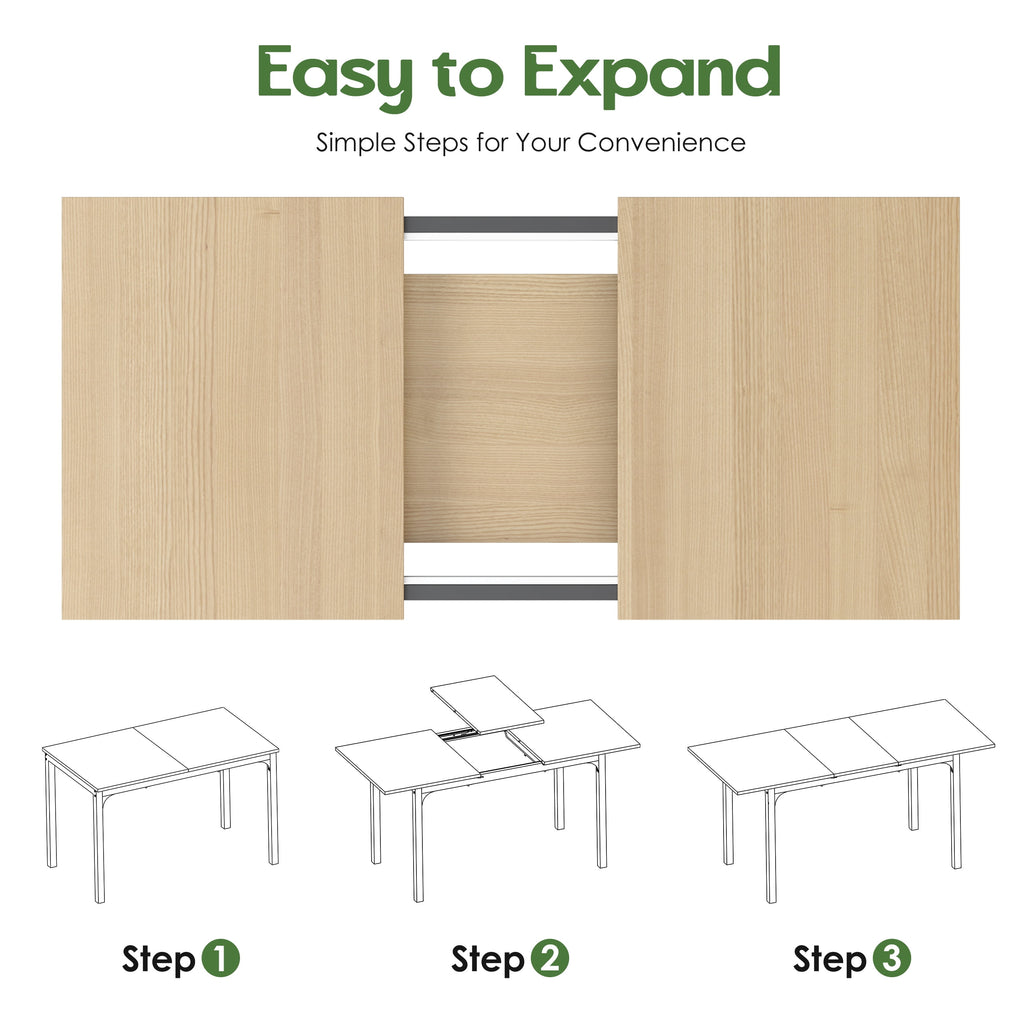 Someet Large Extendable Dining Table for 4-8, Modern Wood Space-Saving Extra Long Folding Kitchen Table for Dining Room, Natural