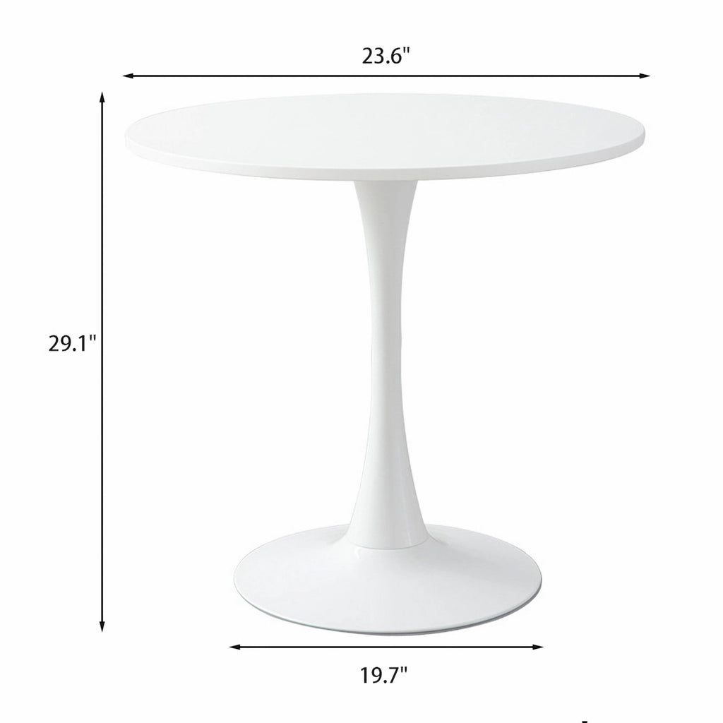 GDF Studio 24 Round Modern Dining Table, Wooden Top Tulip Table with Steel Pedestal Base, Kitchen Table, Walnut