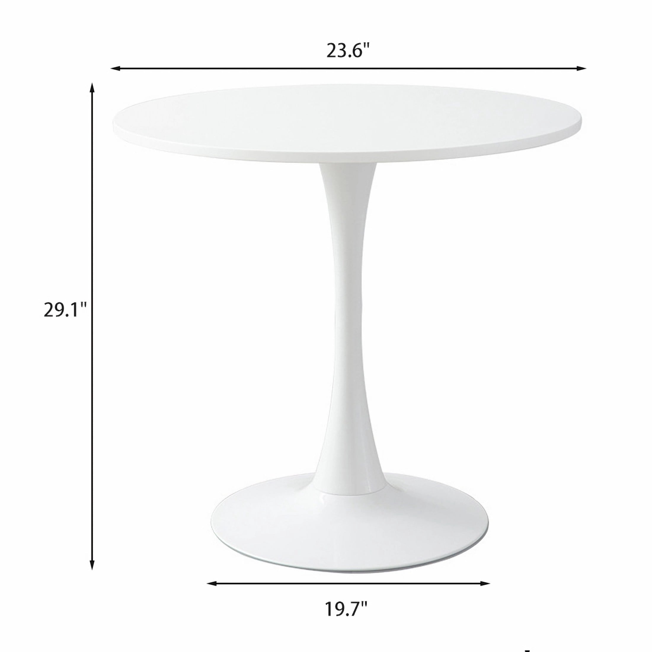 GDF Studio 24 Round Modern Dining Table, Wooden Top Tulip Table with Steel Pedestal Base, Kitchen Table, Walnut