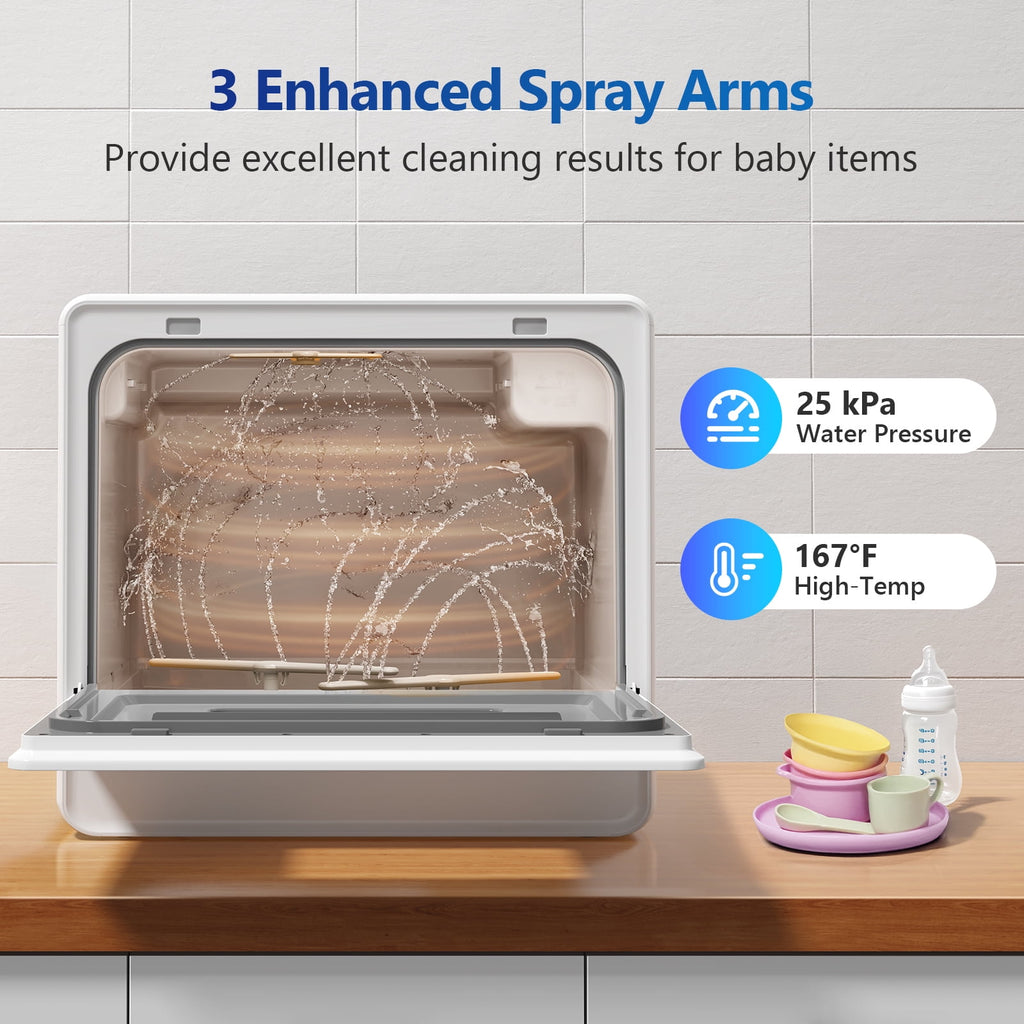 AIRMSEN 5-Place Settings Portable Countertop Dishwasher with 5L Built-in Water Tank, Ultra-Slim Dishwasher Upgrade 3 Spray Arms, 12H Delay Start and Salt Chamber Function, ZMW-DUHA01