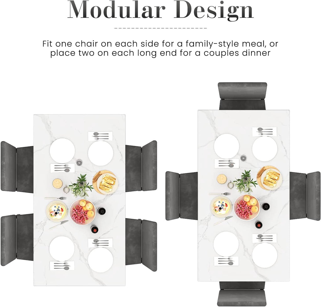 SYNGAR 5 Piece Dining Set, Modern Dining Table and Chairs Set for 4, Kitchen Dining Table Set with Faux Marble Tabletop & 4 Upholstered Chairs, for Small Space, Breakfast Nook, D9224