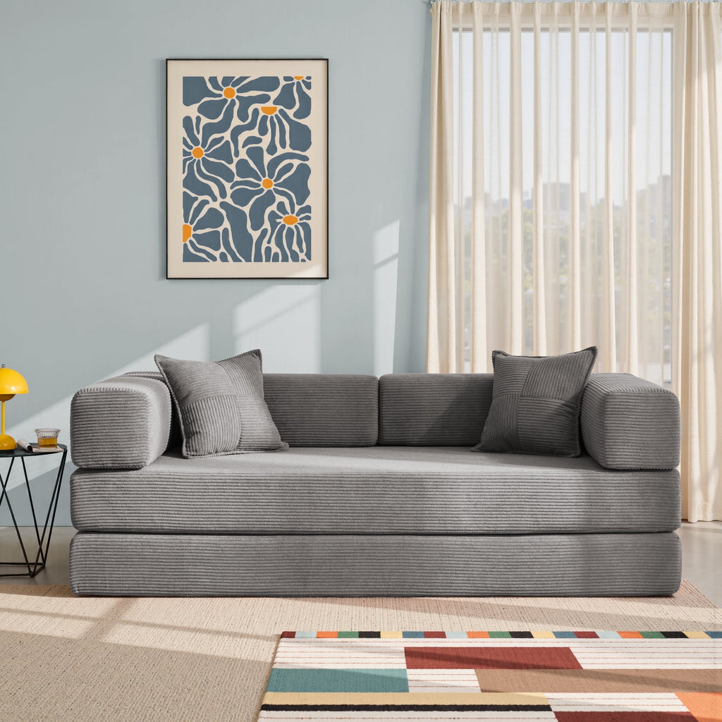 YINIX 78,6 Convertible Sofa Couch with 2 Pillows, Sleeper Sofa Bed for Living Room, Small Spaces, Orange