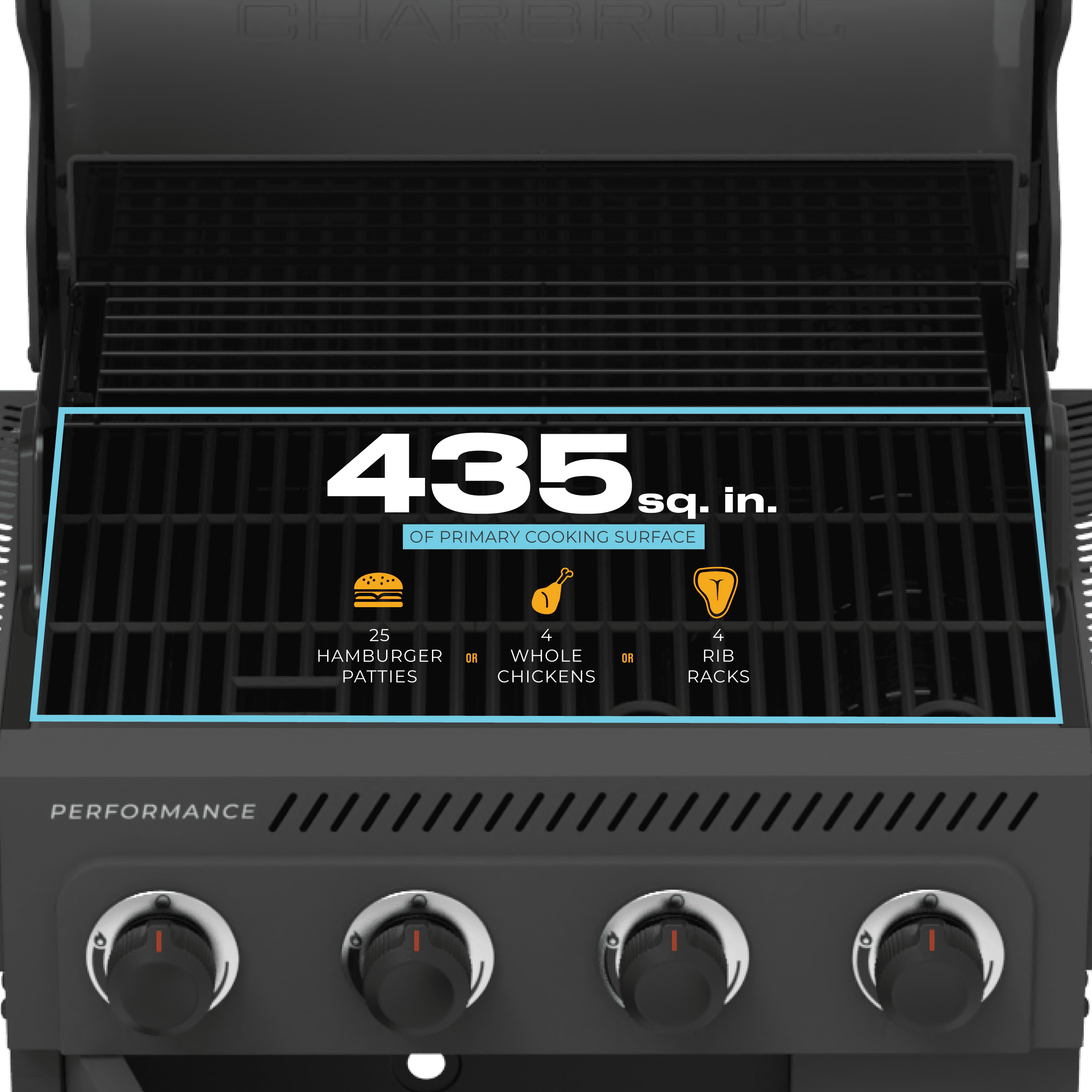Charbroil® Performance Series™ FlavorMax™ 4 Burner Gas Grill Cabinet with Side Burner, Stainless Steel
