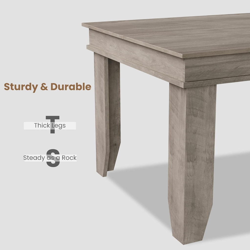 Farmhouse Dining Table for 6-8 People, Versatile Modern Wooden Dinner Table Kitchen Table for Dining Room Conference Room