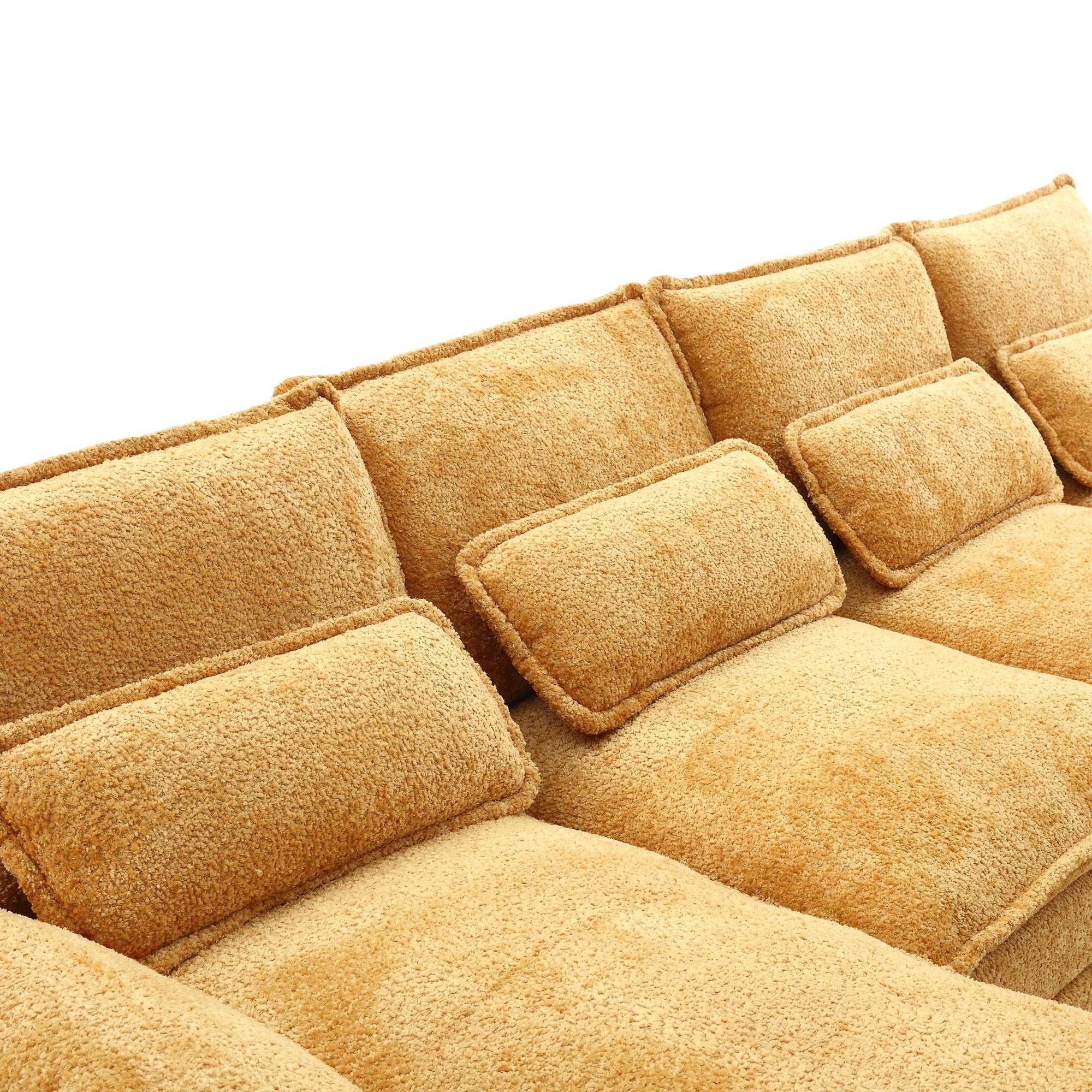JONPONY109.45 U Shaped Couch,Oversized 4 Seat Sectional with 4 Waist Pillows, Convertible Upholstery Symmetrical Sofá,Sleeper Sofa Couch with Double Chaise Lounge &Memory Foam for Living Room, Beige