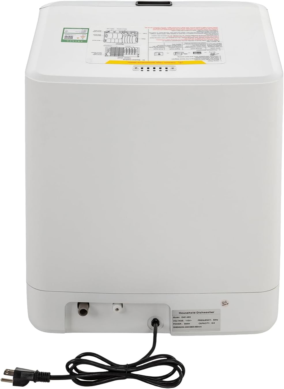Countertop Dishwasher, White Portable Dishwasher with Water Tank 4 Washing Programs, 158°F High-Temperature Disinfection,  360° Spraying Dishwasher for RVs, Apartments, Dormitories,Home Kitchen